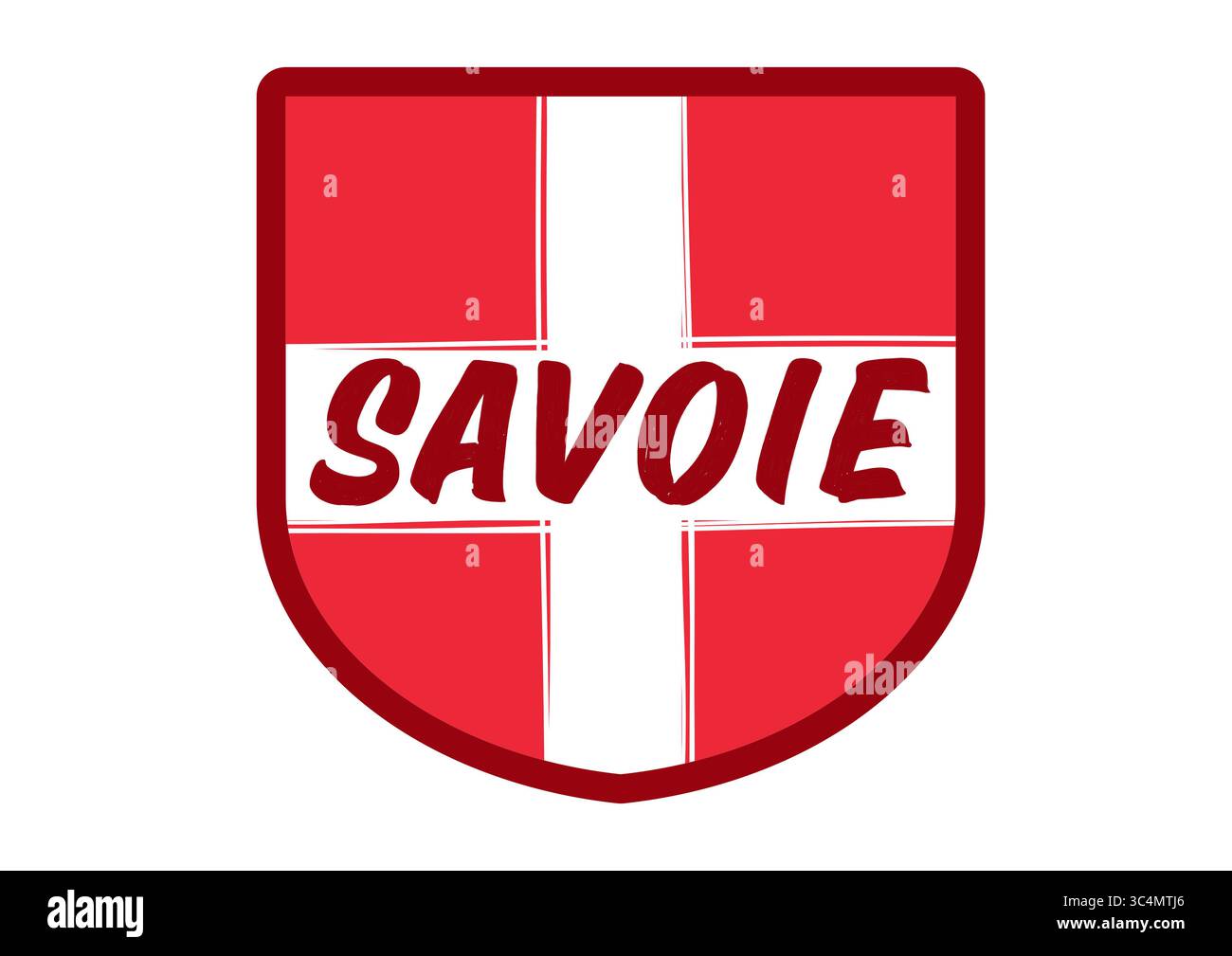 Flache Vektor-Illustration des historischen Wappens von Savoie, Frankreich – modernes und minimales Wappen, das alpines regionales ID darstellt Stockfoto