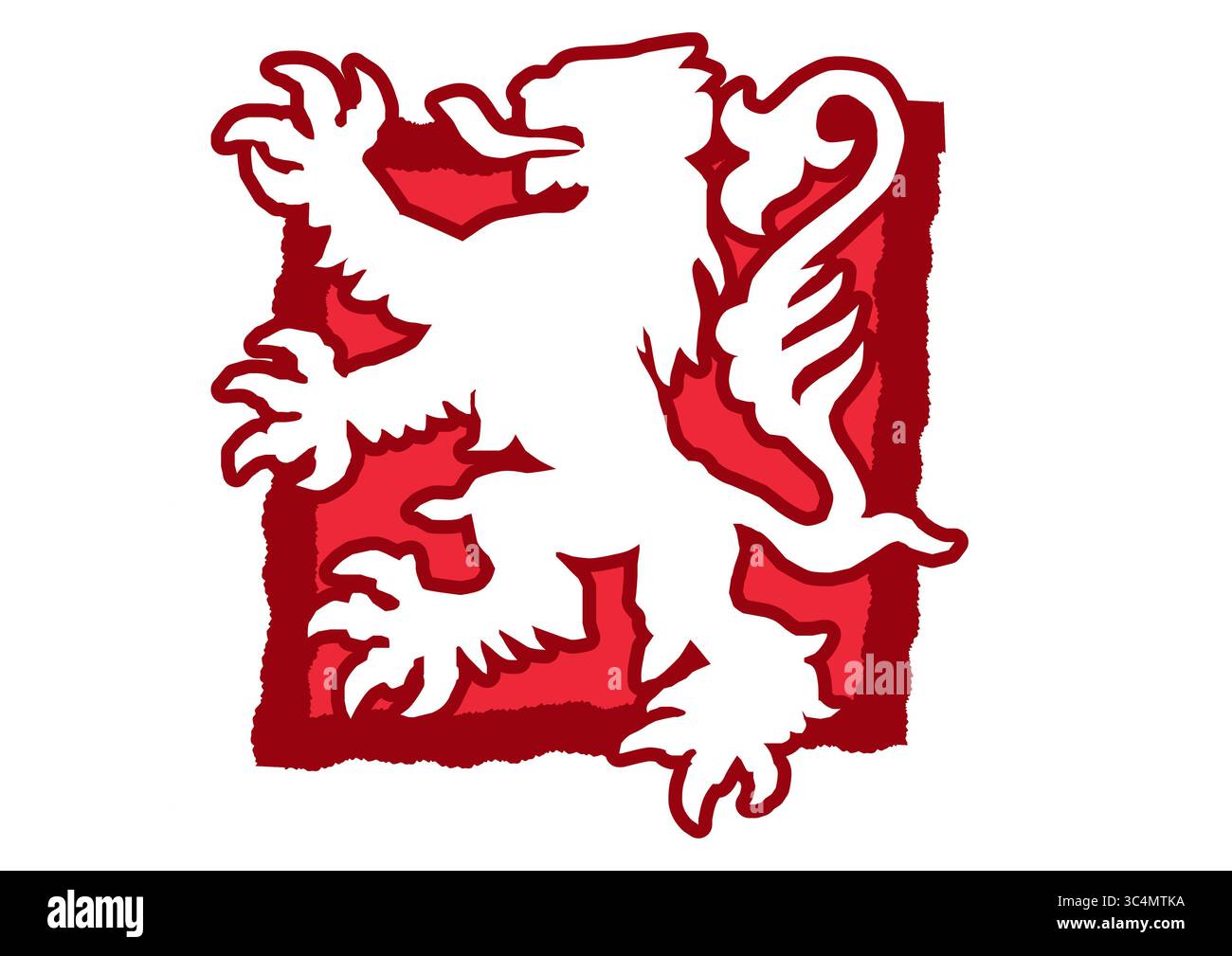 Vektorillustration mit flachem Design des historischen Wappens von Lyon, Frankreich – modernes Wappen, das das Departement Rhône und das französische h darstellt Stockfoto