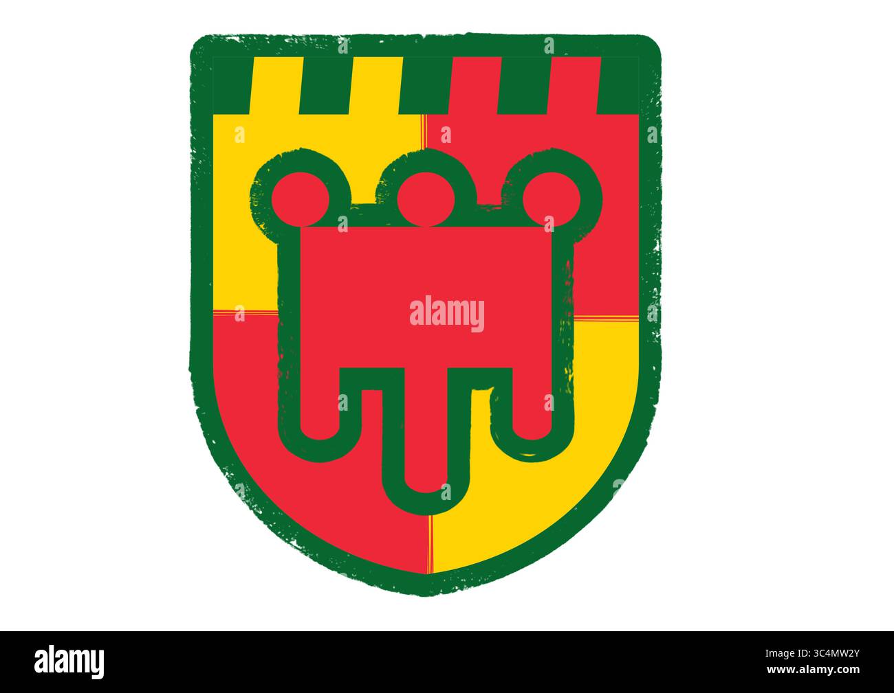 Flache Vektor-Illustration des historischen Wappens der Auvergne – modernes und minimales Wappen, das französische regionale Identität repräsentiert Stockfoto