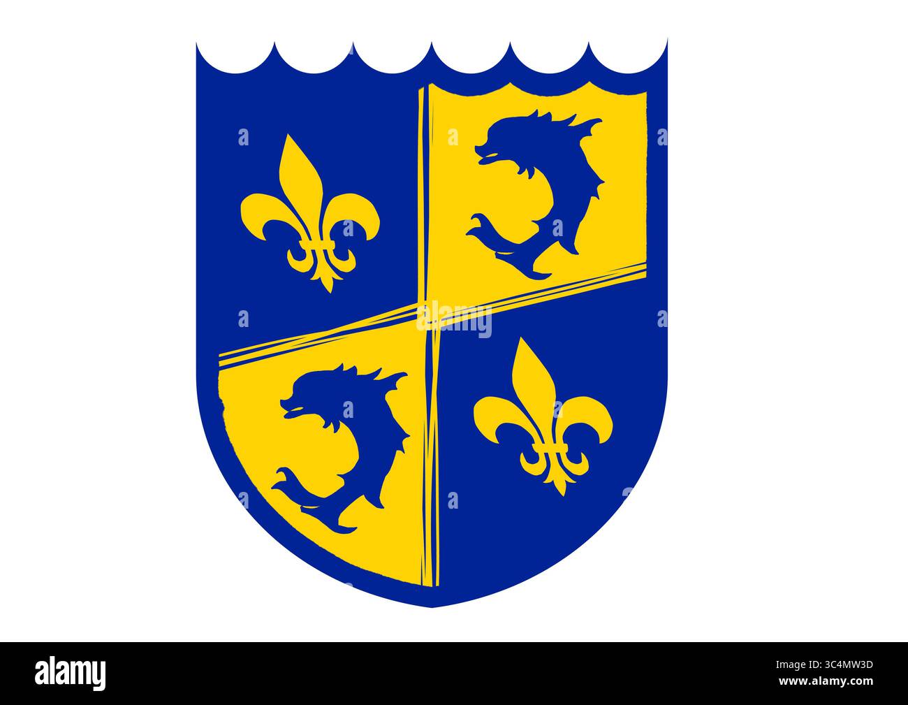 Flache Vektorillustration des historischen Wappens von Dauphiné, Frankreich – minimales und modernes Wappen einer ehemaligen französischen Provinz Stockfoto