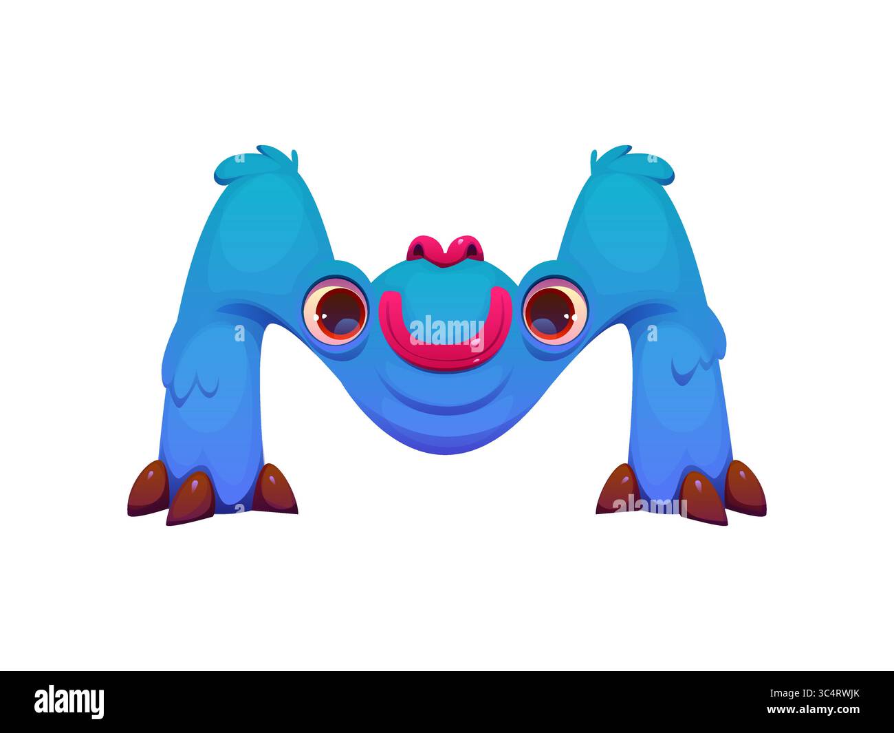 Bizarrer Monster Charakter Zeichentrick Schriftart Buchstabe M. Fantasy Monster Charakter Englisch Alphabet Schriftzeichen, verrückte Bugaboo Vogelscheuche Kinder ABC Vektor Schriftart Element. Seltsames Horror-Kreatur-Symbol Stock Vektor