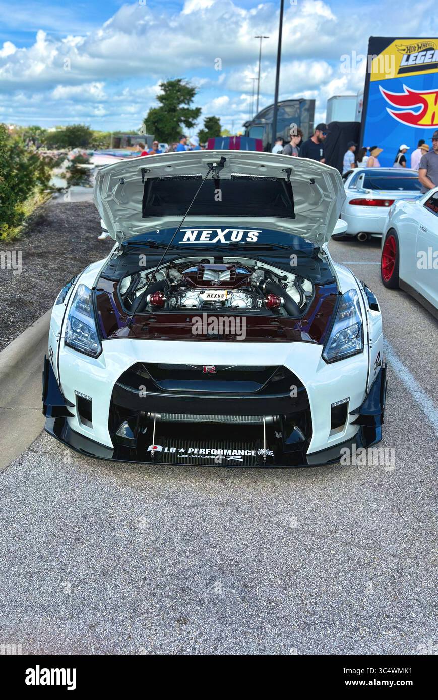 Perlweiß Nissan R35 GT-R Stockfoto