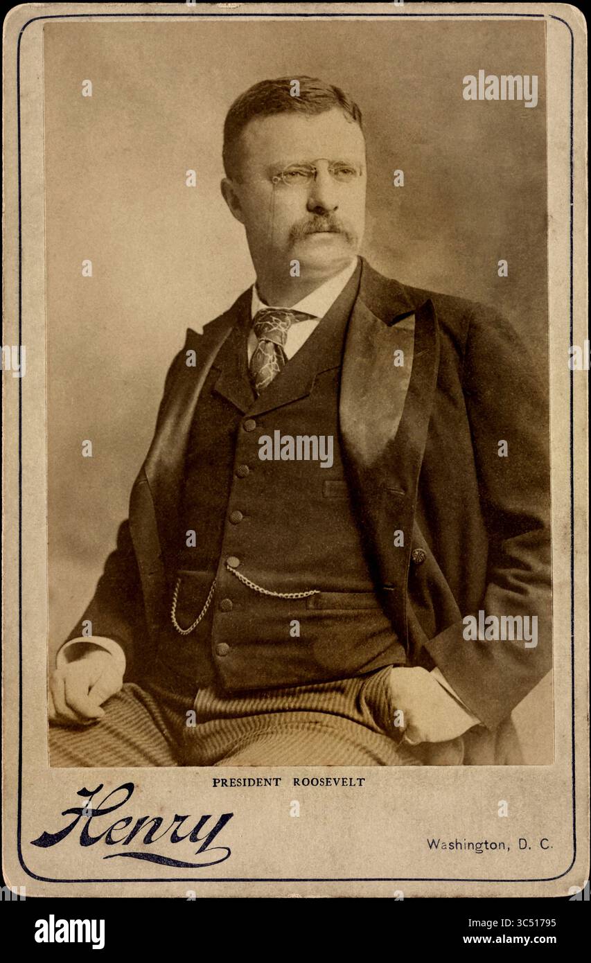 26. August 2012, USA: Theodore Roosevelt (1858-1919), 26. Präsident der Vereinigten Staaten 1901-09, HalfLength Sitzporträt, Foto: Henry, Washington, D.C. 1902 (Credit Image: © JT Vintage/Glasshouse Via ZUMA Wire) Stockfoto