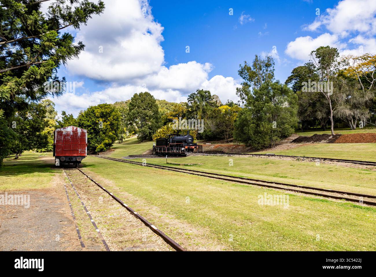 Blick auf den Rail Trail Public Park in Imbil, Queensland, Australien Stockfoto