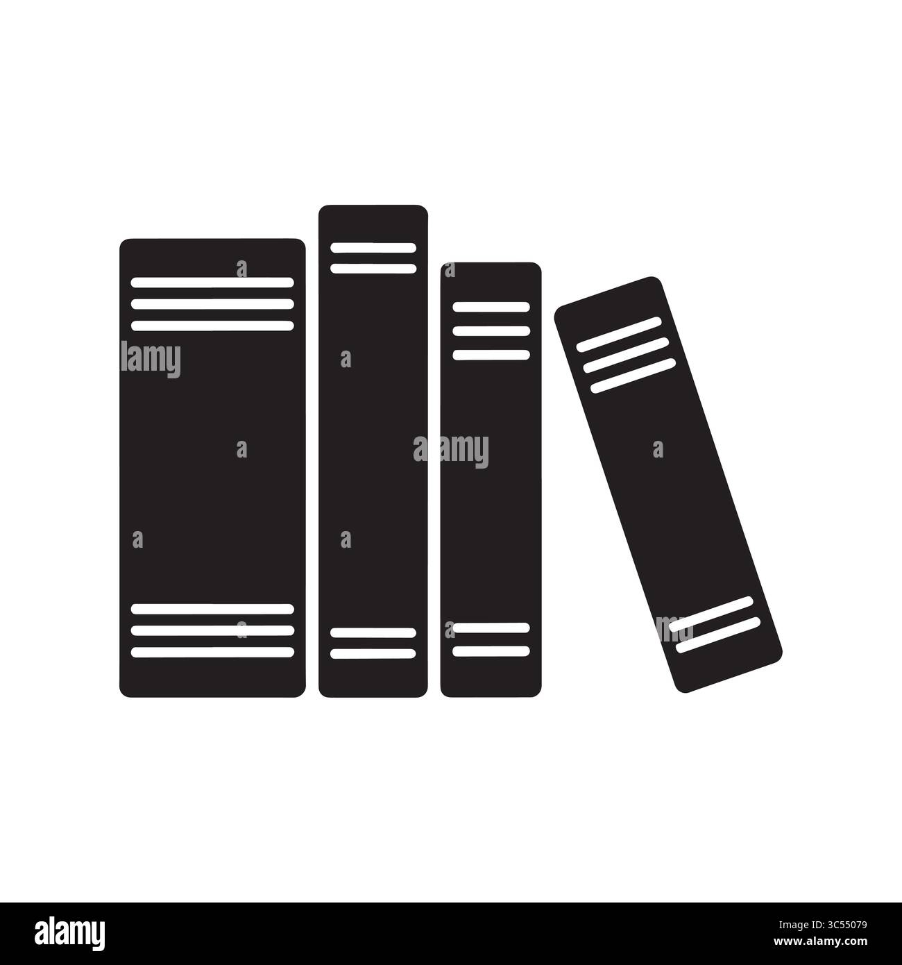 Bücherregal Silhouette – minimalistisches Schwarz-weiß-Symbol für Bildungs- und Literaturthemen Stock Vektor