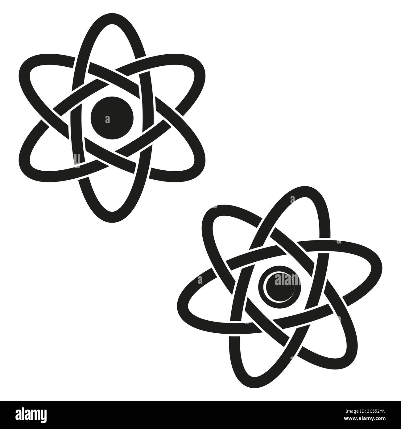 Symbole für die Atom-Physik. Wissenschaftliche Orbitalsymbole. Vektorelemente für Bildung. Moderne wissenschaftliche Grafik. Stock Vektor