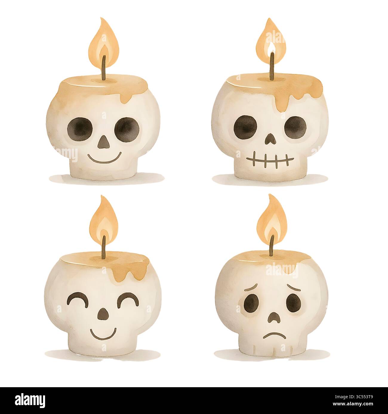 Aquarell Halloween Clipart – niedliche handgemalte Elemente für saisonale Designprojekte Stockfoto