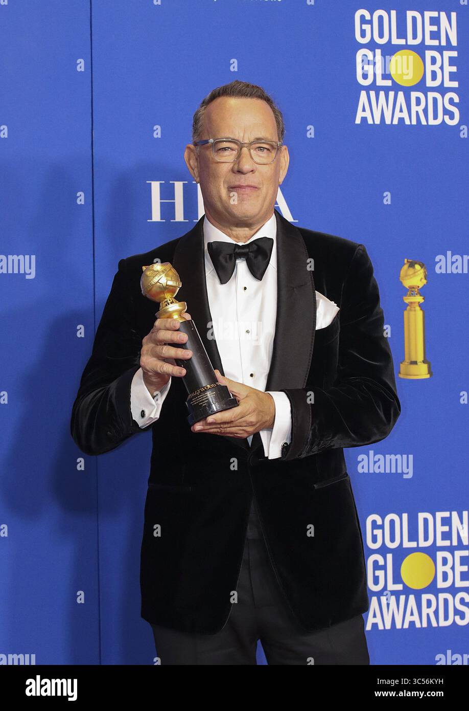 5. Januar 2020, Beverly Hills, Kalifornien, USA: Tom Hanks im Presseraum, nachdem er den Golden Globe Cecil B. DeMille Award im Presseraum der 77. Jährlichen Golden Globe Awards im Beverly Hilton Hotel am Sonntag, 5. Januar 2020 in Beverly Hills, Kalifornien, angenommen hatte. BURT HARRIS/BNS/PI (Kreditbild: © Prensa Internacional Via ZUMA Wire) Stockfoto