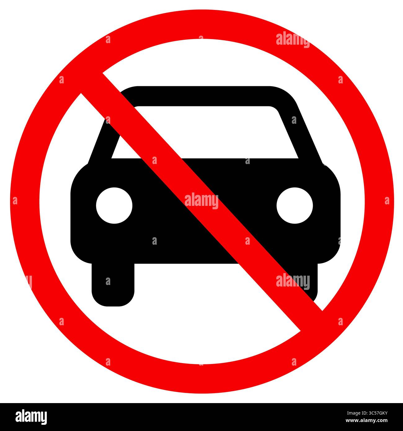 Kein Autokennzeichen. Kein Auto erlaubt. Symbol „Parken verboten“. Flacher STYLE. Stockfoto