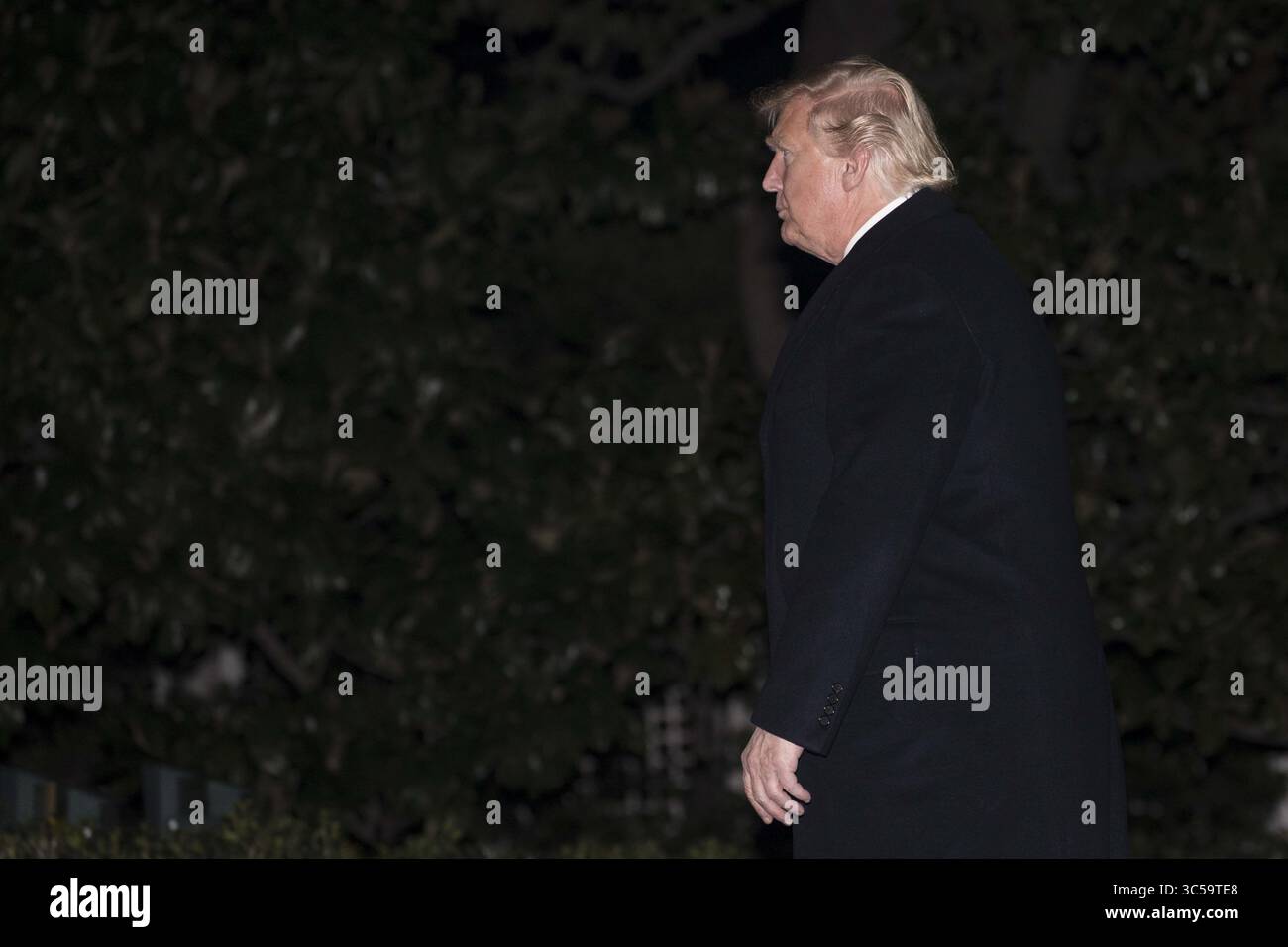 19. Januar 2020, Washington, District of Columbia, USA: US-Präsident Donald J. Trump spaziert am 19. Januar 2020 auf dem South Lawn von Marine One zum Weißen Haus in Washington, DC, USA. Zuvor sprach der Präsident auf der American Farm Bureau Federation Annual Convention and Trade Show in Austin, Texas, und verbrachte das Wochenende im Mar-a-Lago in Palm Beach, Florida (Bild: © Sarah Silbiger/CNP via ZUMA Wire). Stockfoto