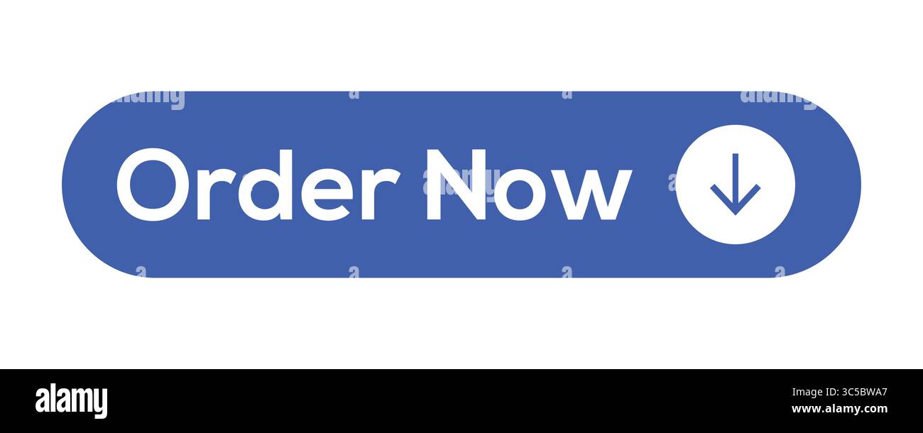 Blaue Schaltfläche „jetzt bestellen“ mit dem Download-Pfeil Stock Vektor