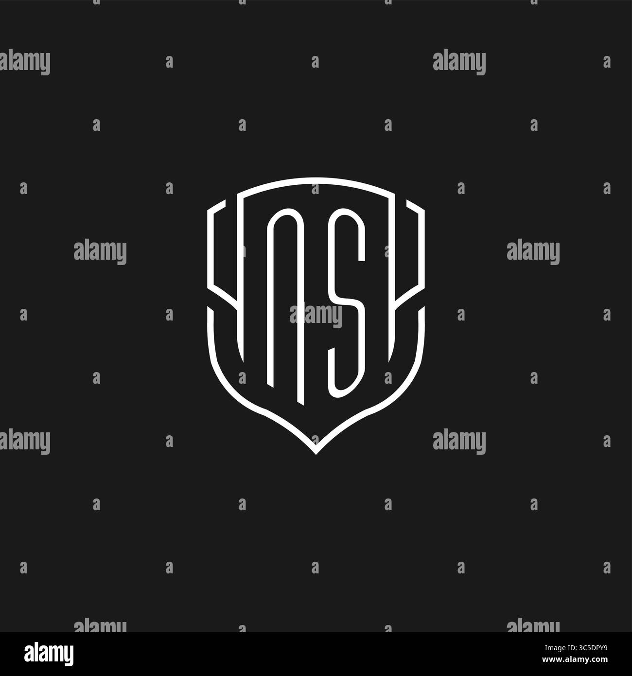Initial NS Logo Monoline Schildform mit Vektorgrafik Stock Vektor
