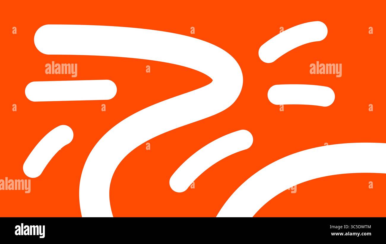 Dynamische weiße Linien auf orangefarbenem abstrakten Hintergrund Stockfoto