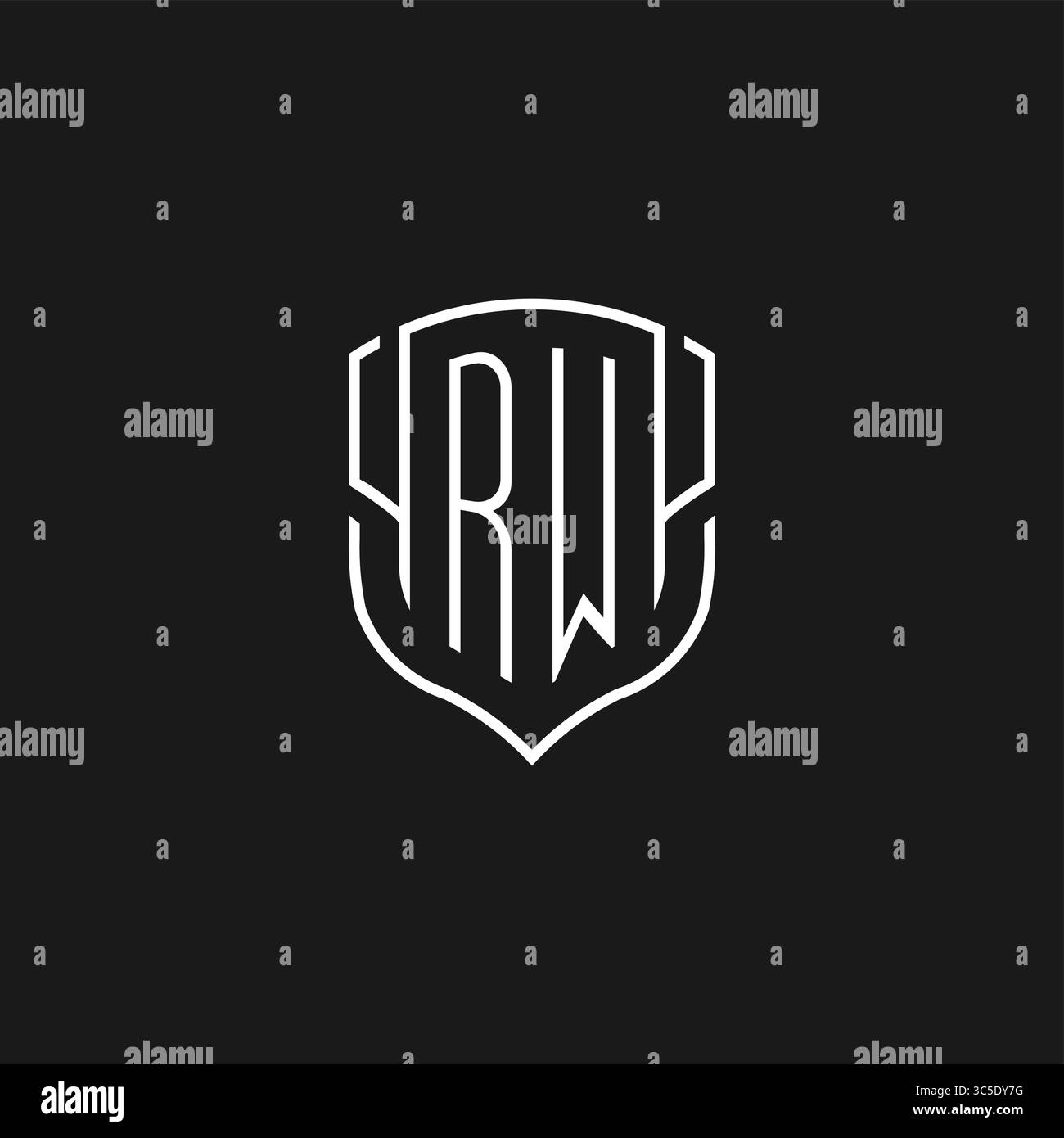 Initial RW Logo Monoline Schildform mit Vektorgrafik Stock Vektor
