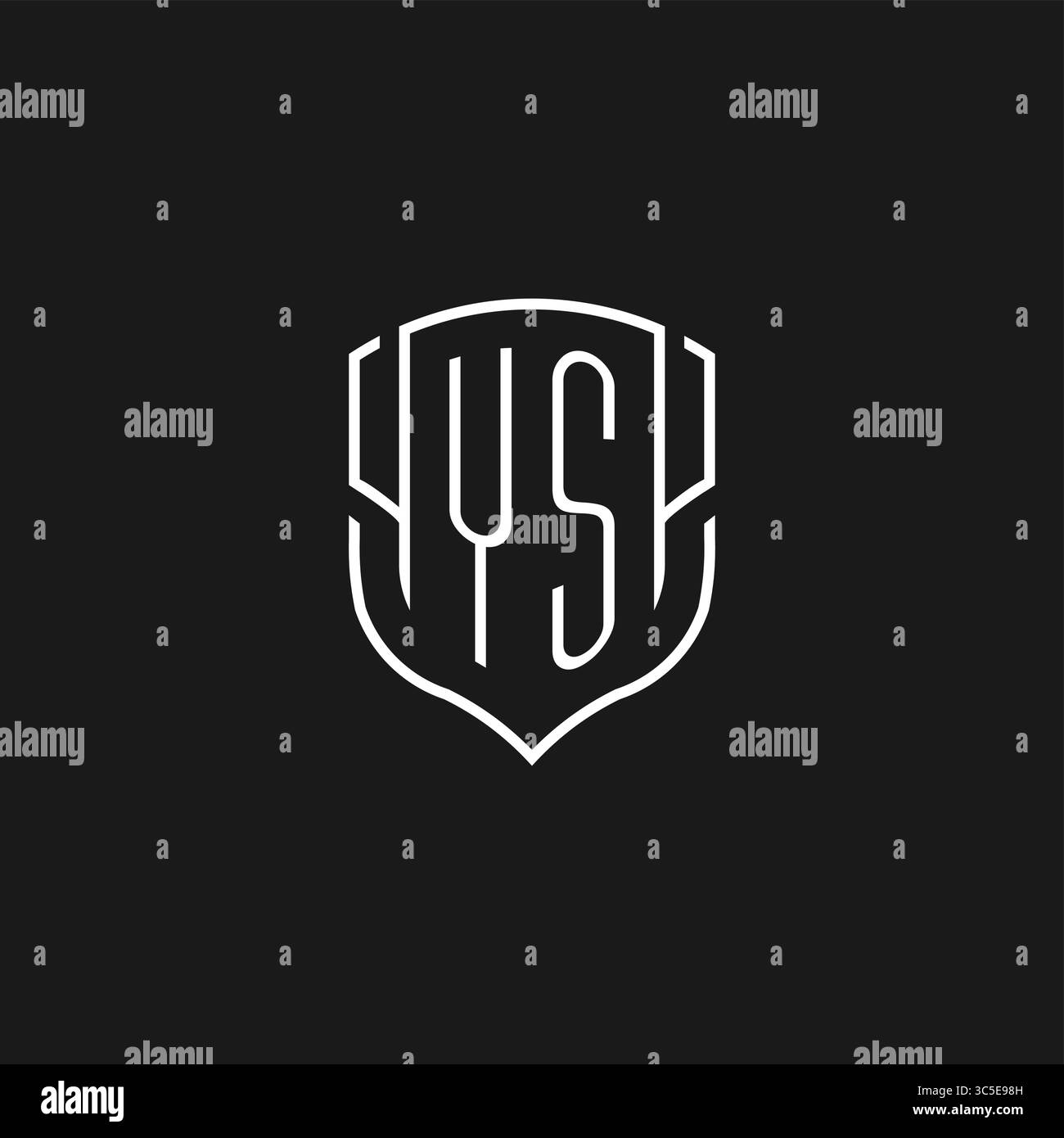 Initial YS Logo Monoline Schildform mit Vektorgrafik Stock Vektor
