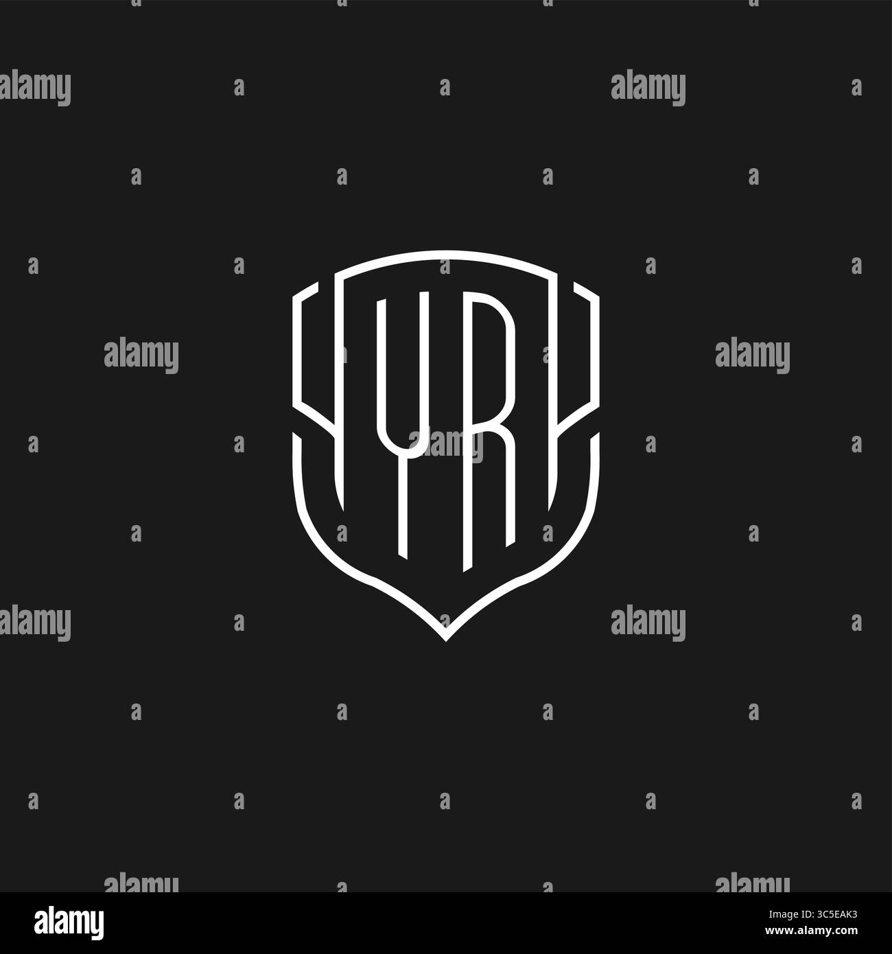 Initial YR Logo Monoline Schildform mit Vektorgrafik Stock Vektor
