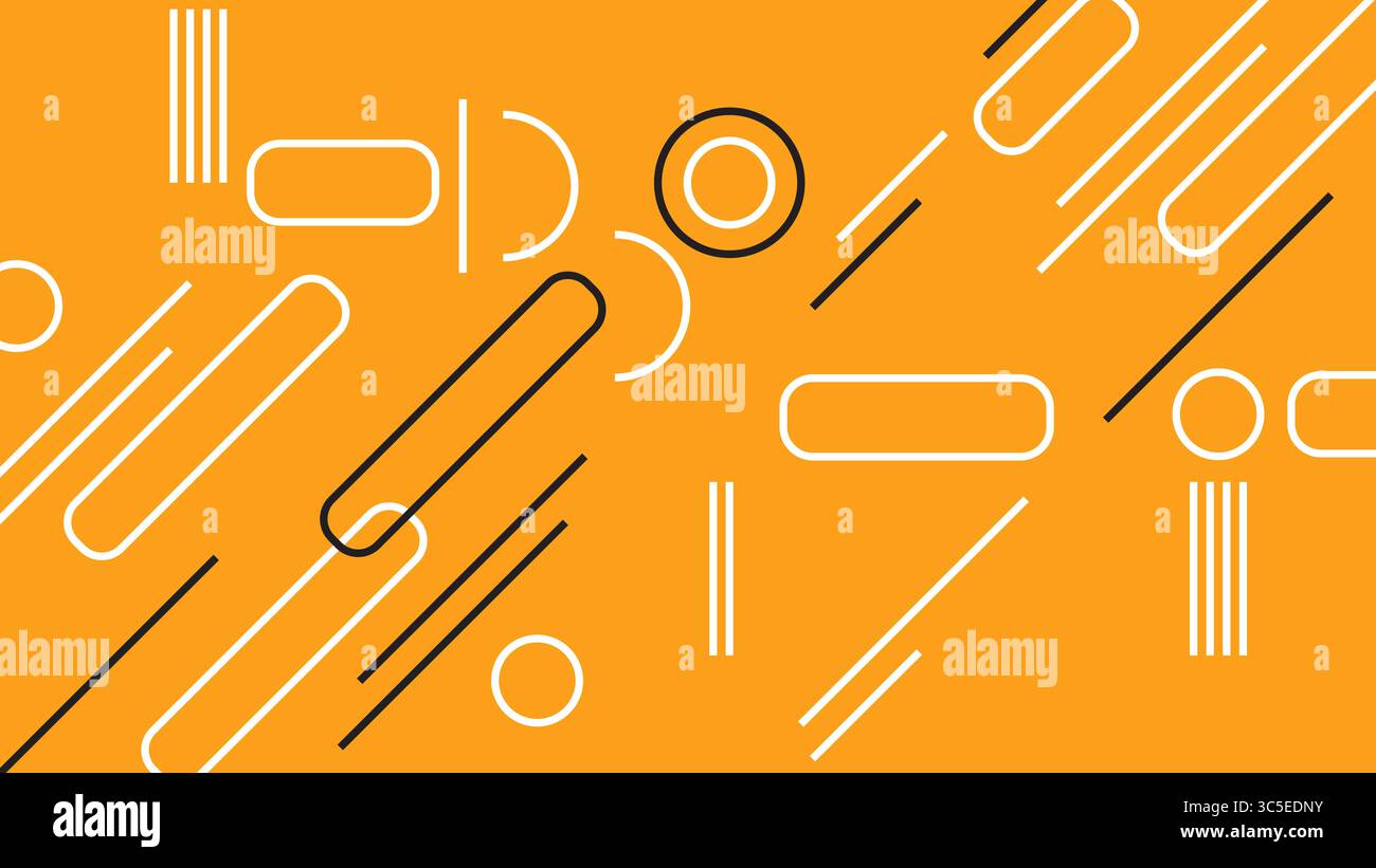Dynamischer abstrakter Hintergrund mit Linien auf Orange Stockfoto