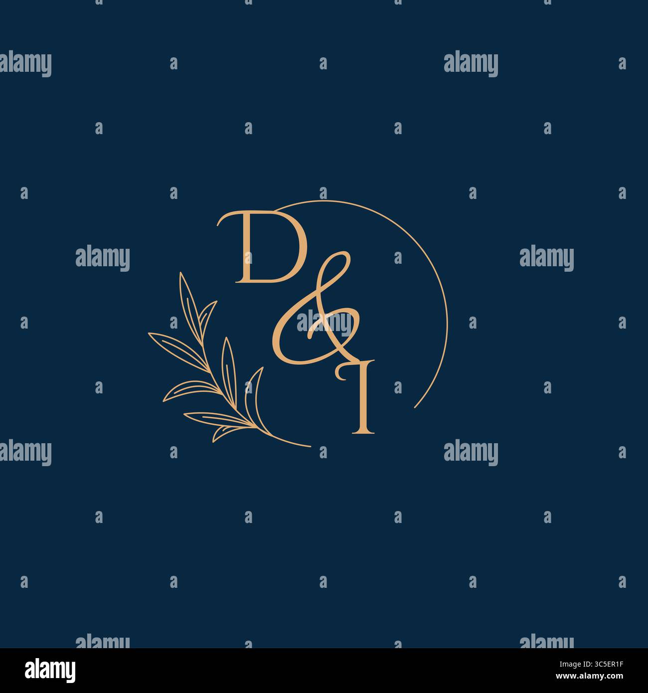 DI Initial Wedding Monogramm Logo mit minimalistischer Vektorgrafik Stock Vektor