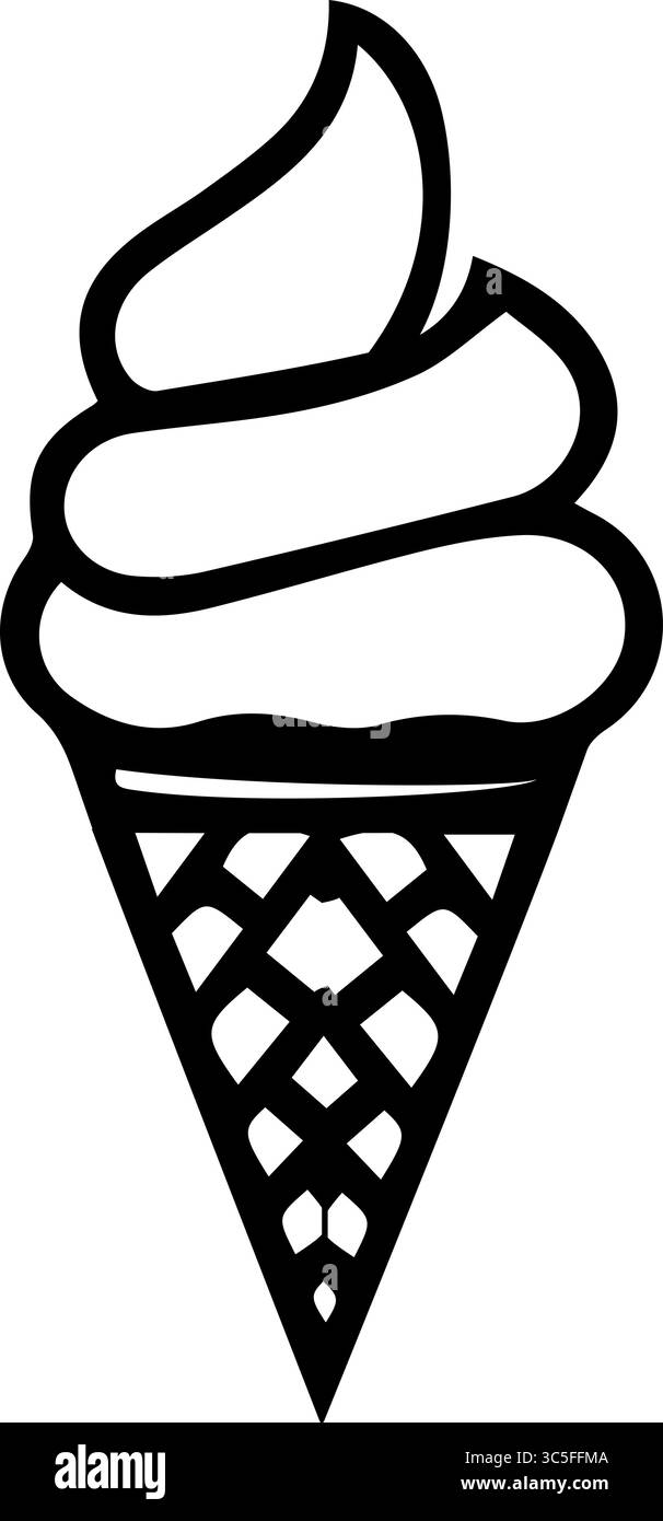 Soft Serve Ice Cream Cone Icon - Dessert and Sweet Treat Symbol Stock Vektor