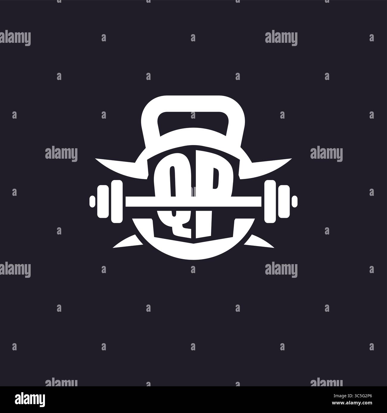 Erstes QP-Logo für Fitness mit einer einfachen, aber kreativen Langhantel- und Plate-Icon-Design-Vektorgrafik Stock Vektor