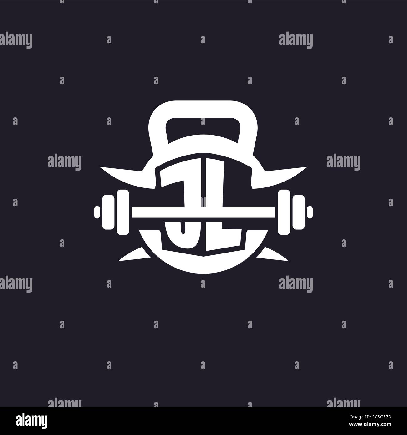 Das erste JL-Logo für Fitness mit einer einfachen, aber kreativen Langhantel- und Plate-Icon-Vektorgrafik Stock Vektor