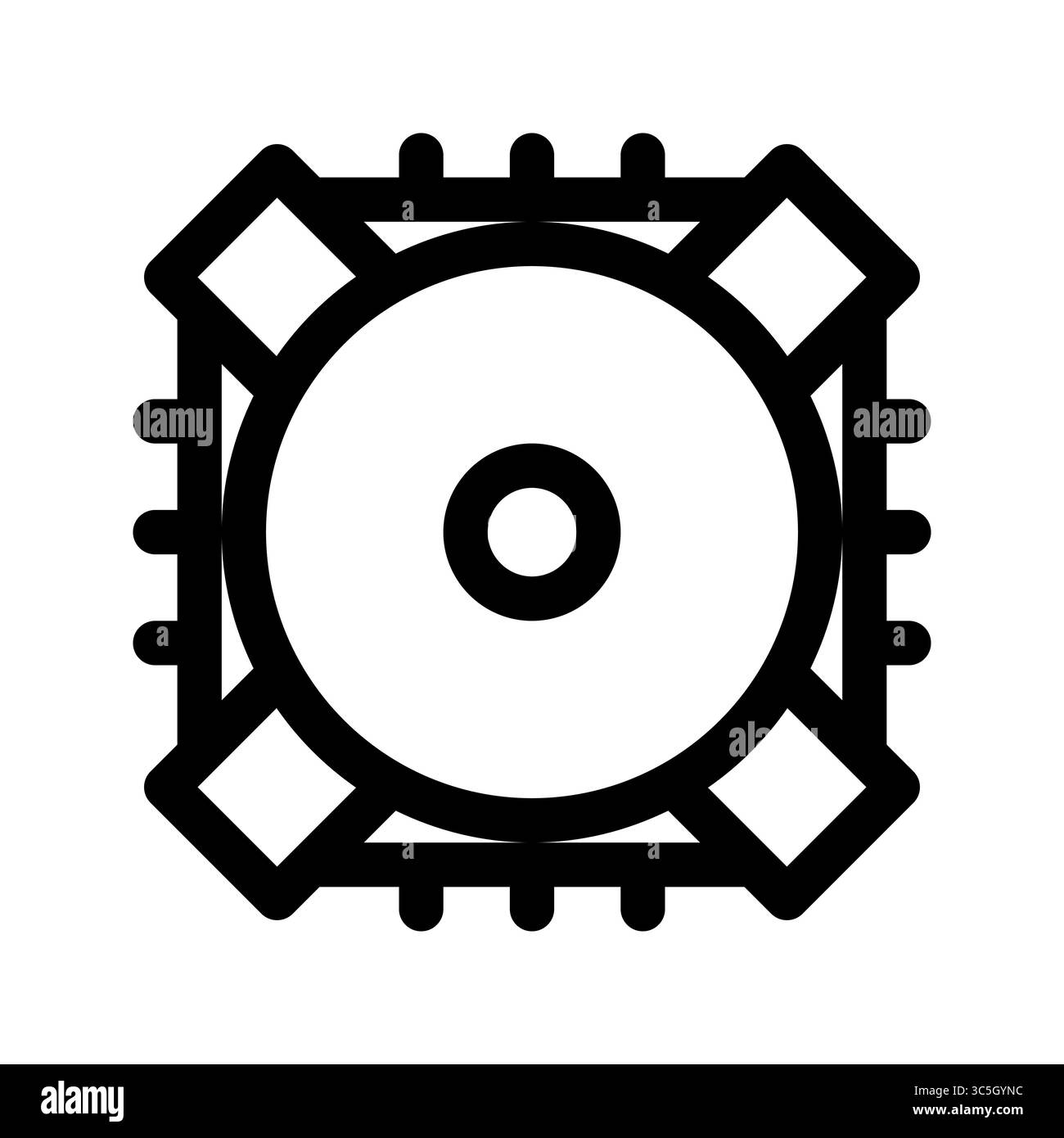Symbol für SIM Racing-Lenkradbasis. sim-Renneinrichtung. Umrissstil. 48 x 48 Pixel Stock Vektor