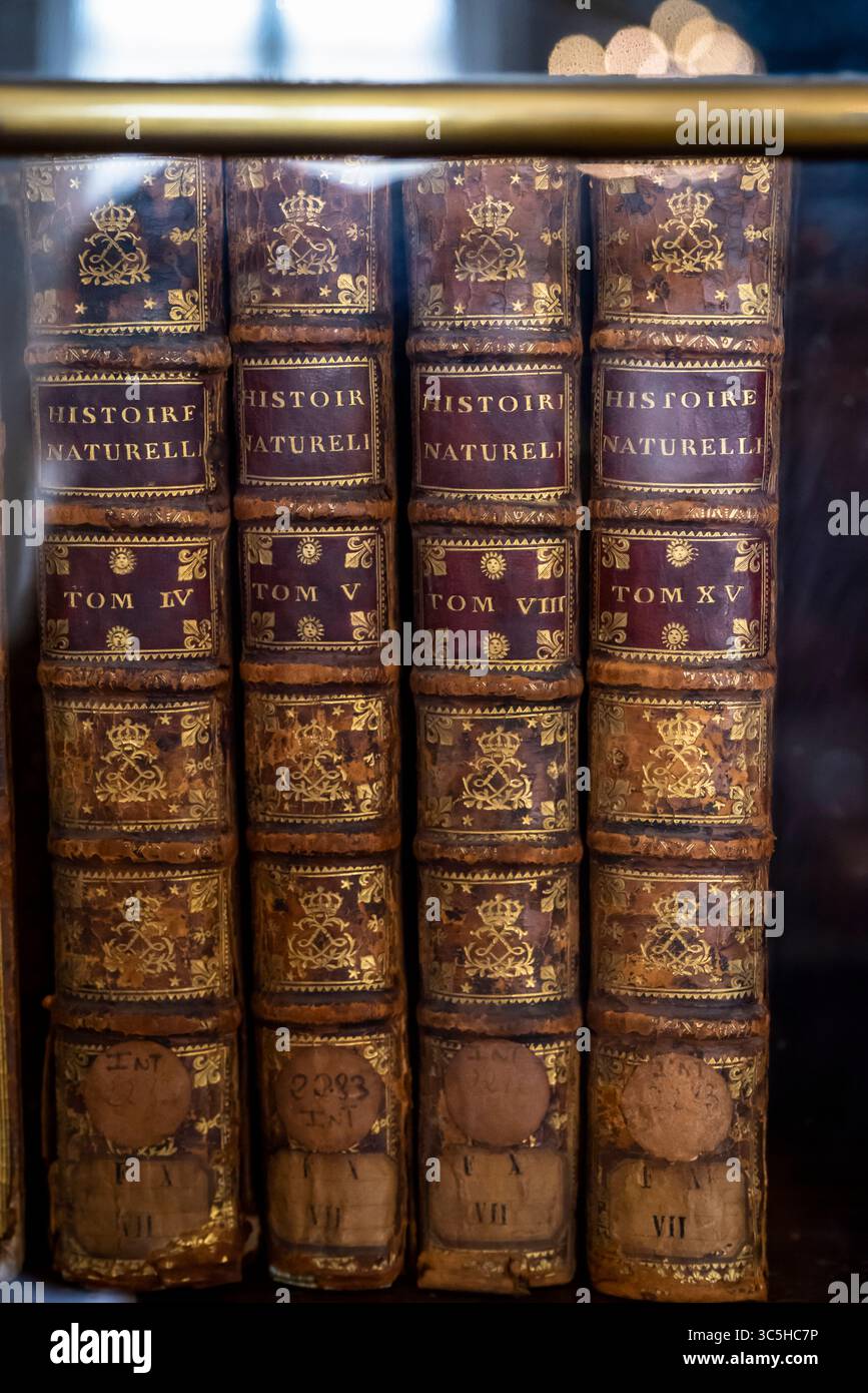 Naturgeschichte Alte Bücher, Nationalarchiv Museum, Paris, Frankreich Stockfoto