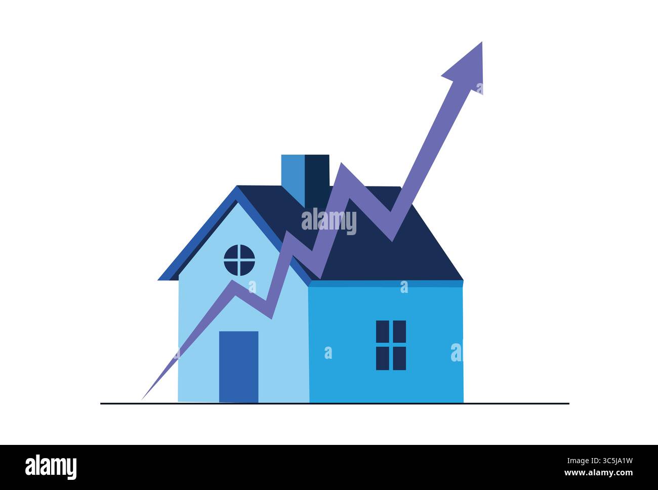 Steigender Immobilienmarkt mit steigendem Immobilienwert-Vektor-Illustration. Stock Vektor