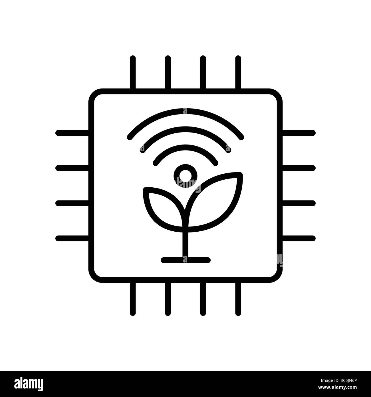 Diese Abbildung zeigt einen Mikrochip mit einem Pflanzensymbol, der die Verschmelzung von Technologie und Nachhaltigkeit darstellt. Perfekt für Themen im Bereich Innovation Stock Vektor Diese Abbildung zeigt einen Mikrochip mit einem Pflanzensymbol, der die Verschmelzung von Technologie und Nachhaltigkeit darstellt. Perfekt für Themen im Bereich Innovation Stock Vektor
