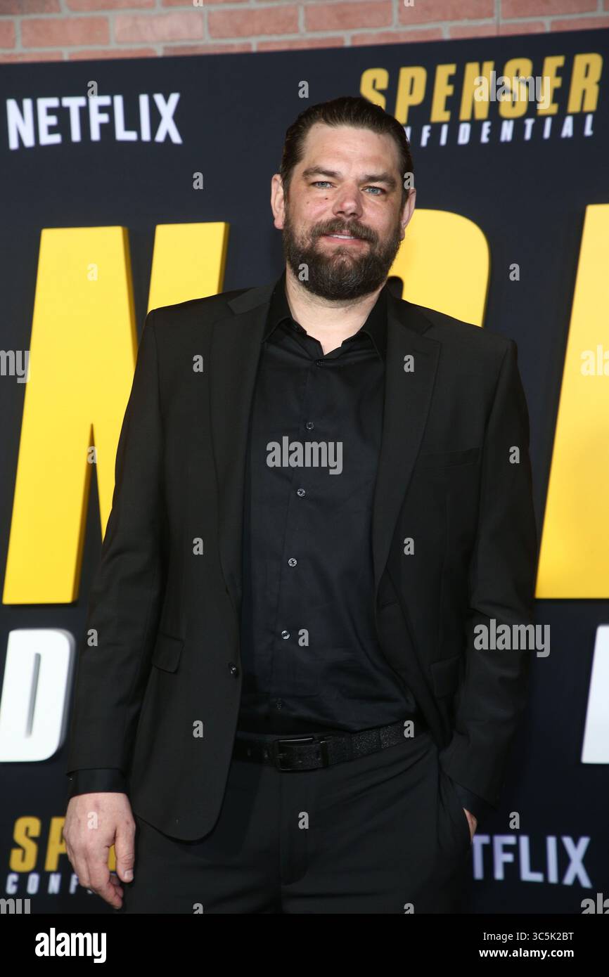 Februar 2020, La, Vereinigte Staaten von Amerika: Kip Weeks bei der Premiere von „Spenser Confidential“ im Regency Village Theatre am 27. Februar 2020 in Los Angeles, CA (Credit Image: © Famous/Ace Pictures via ZUMA Press) Stockfoto