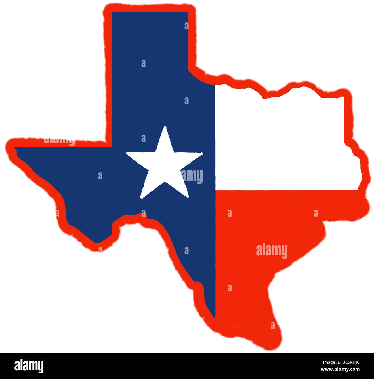 Vektorkarte des Bundesstaates Texas – Moderne flache Illustration der Silhouette des US-Bundesstaates, perfekt für Web, Infografiken, Bildung, Präsentationen, und kreativ Stockfoto