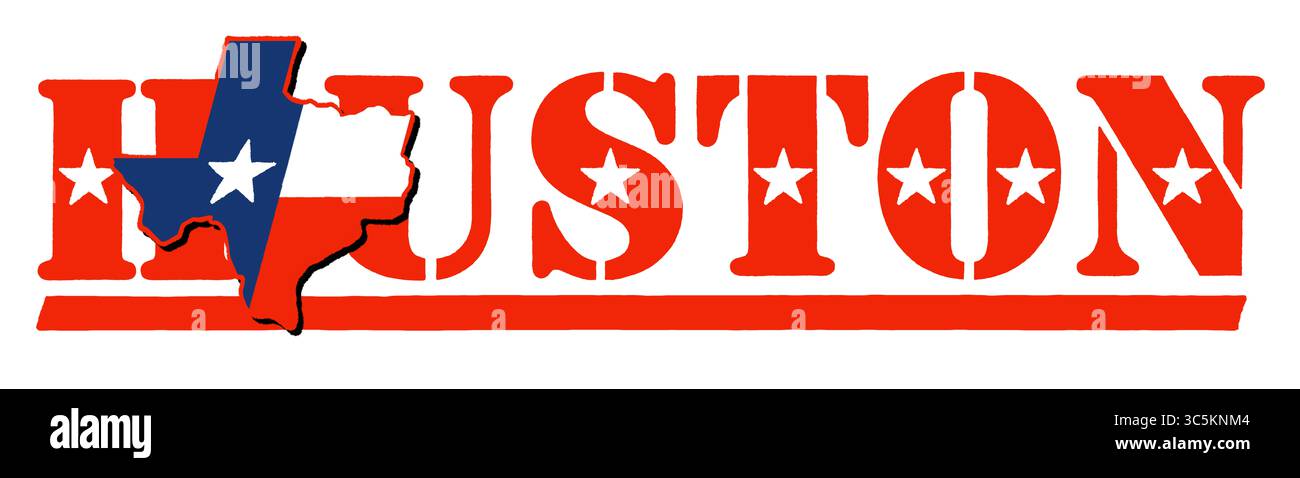 Houston Texas State Vektorkarte – Moderne flache Design-Illustration der US State Silhouette, perfekt für Web, Infografiken, Bildung, Präsentationen, und Stockfoto