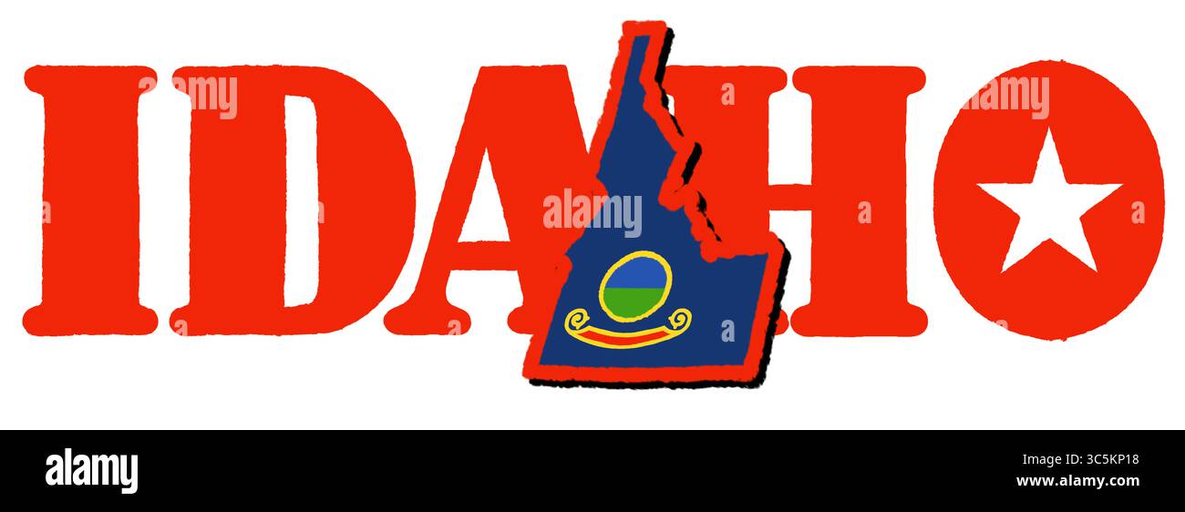 Idaho State Vektorkarte – klare, flache Darstellung der US State Silhouette, ideal für Infografiken, Webdesign, Bildung, Drucke, oder kreativer Profi Stockfoto
