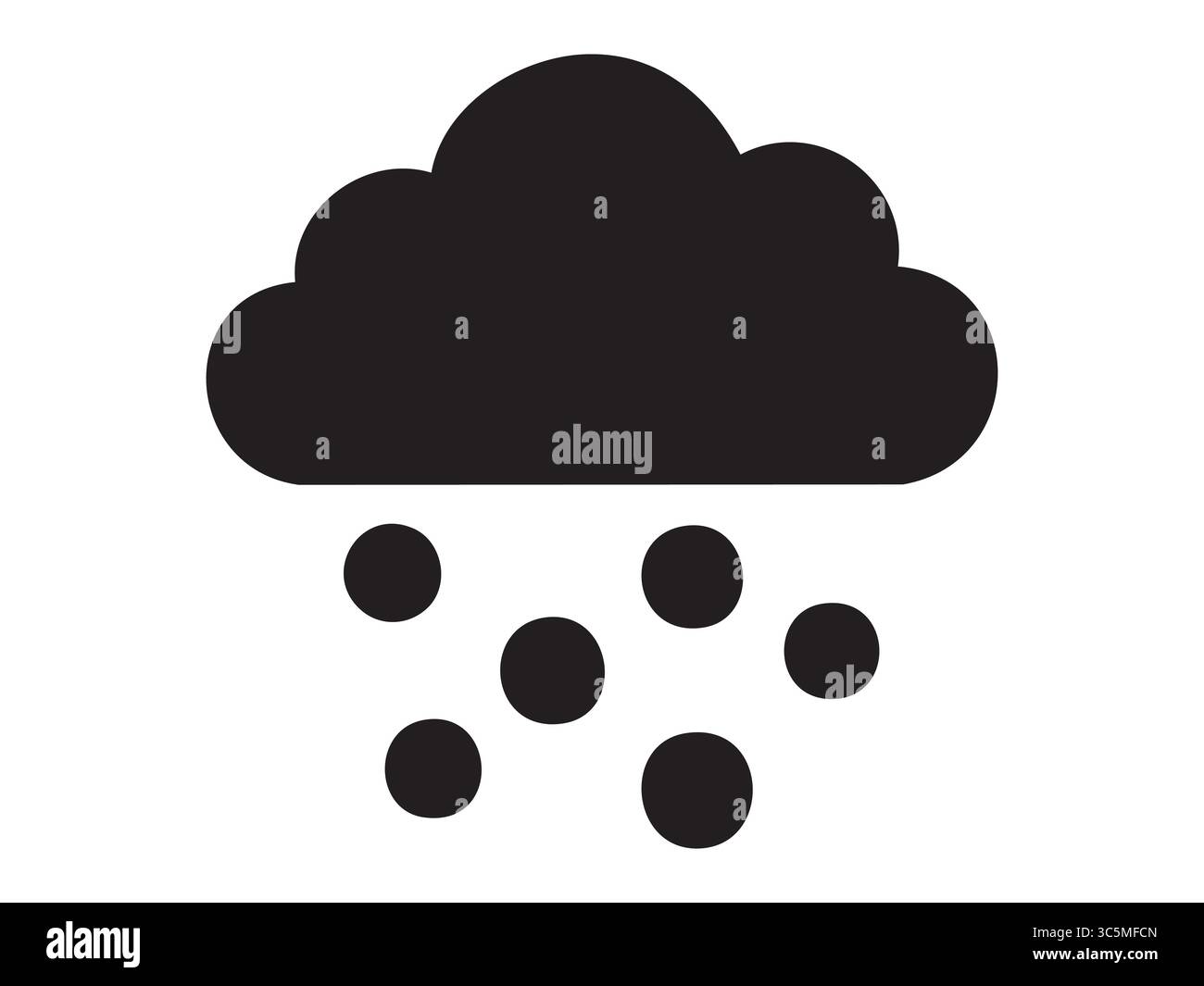 Schwarze Silhouette des Hagelwolken-Wettersymbols mit fallenden Hagelsteinen isoliert auf weißem Hintergrund. Meteorologie, Hagelsturm, Niederschlag, cl Stock Vektor