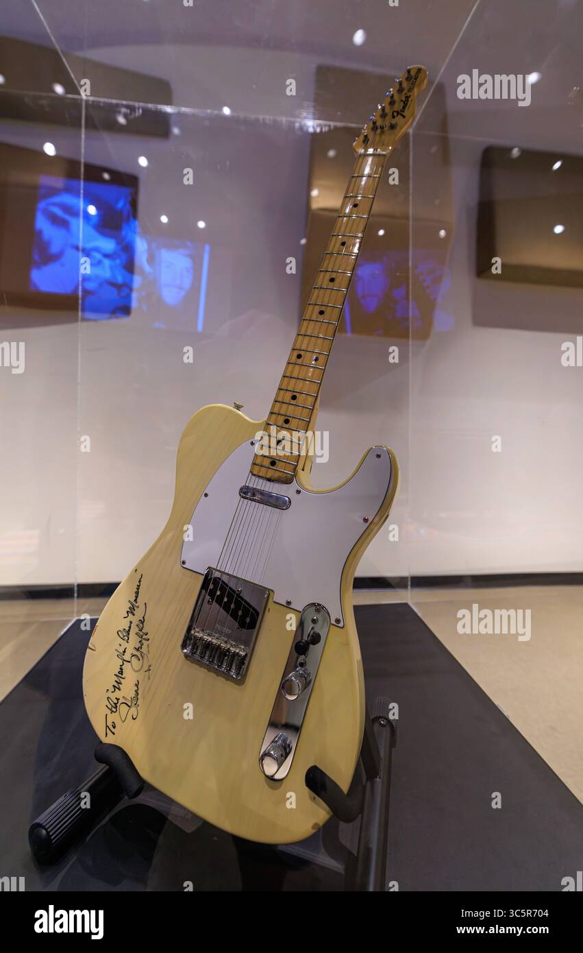 Steve Croppers Fender Telecaster Gitarre im STAX Museum of American Soul Music in Memphis, Tennessee Stockfoto