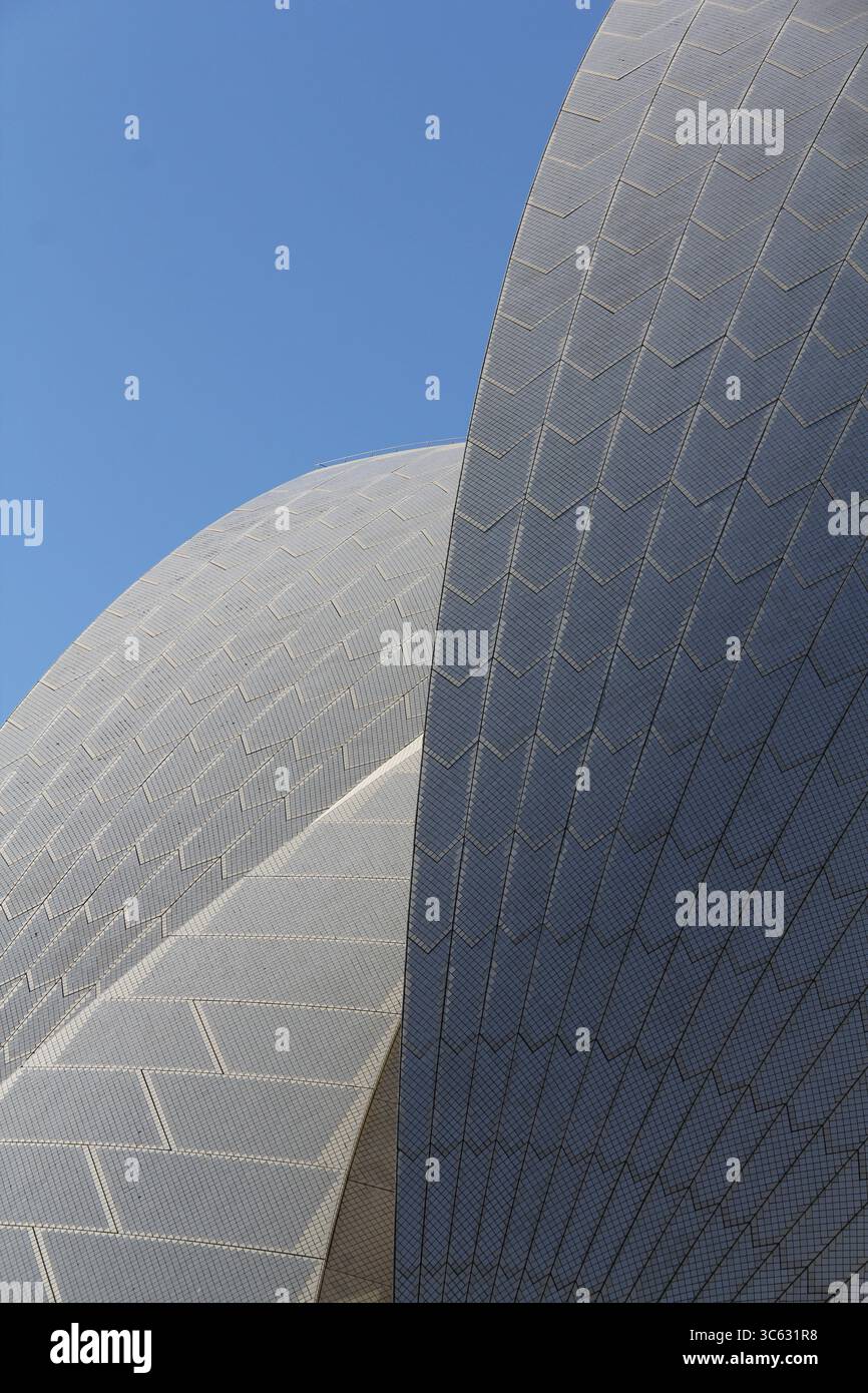 Interessante Winkel der Segel des Opernhauses von sydney Stockfoto