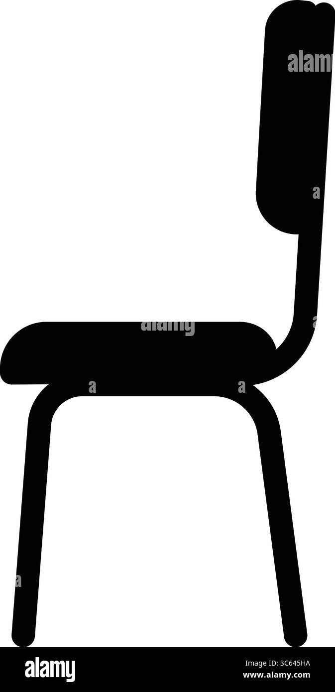 Stuhl Seitenansicht Silhouette Schwarze Möbel Icon Vektor-Illustration. Stock Vektor