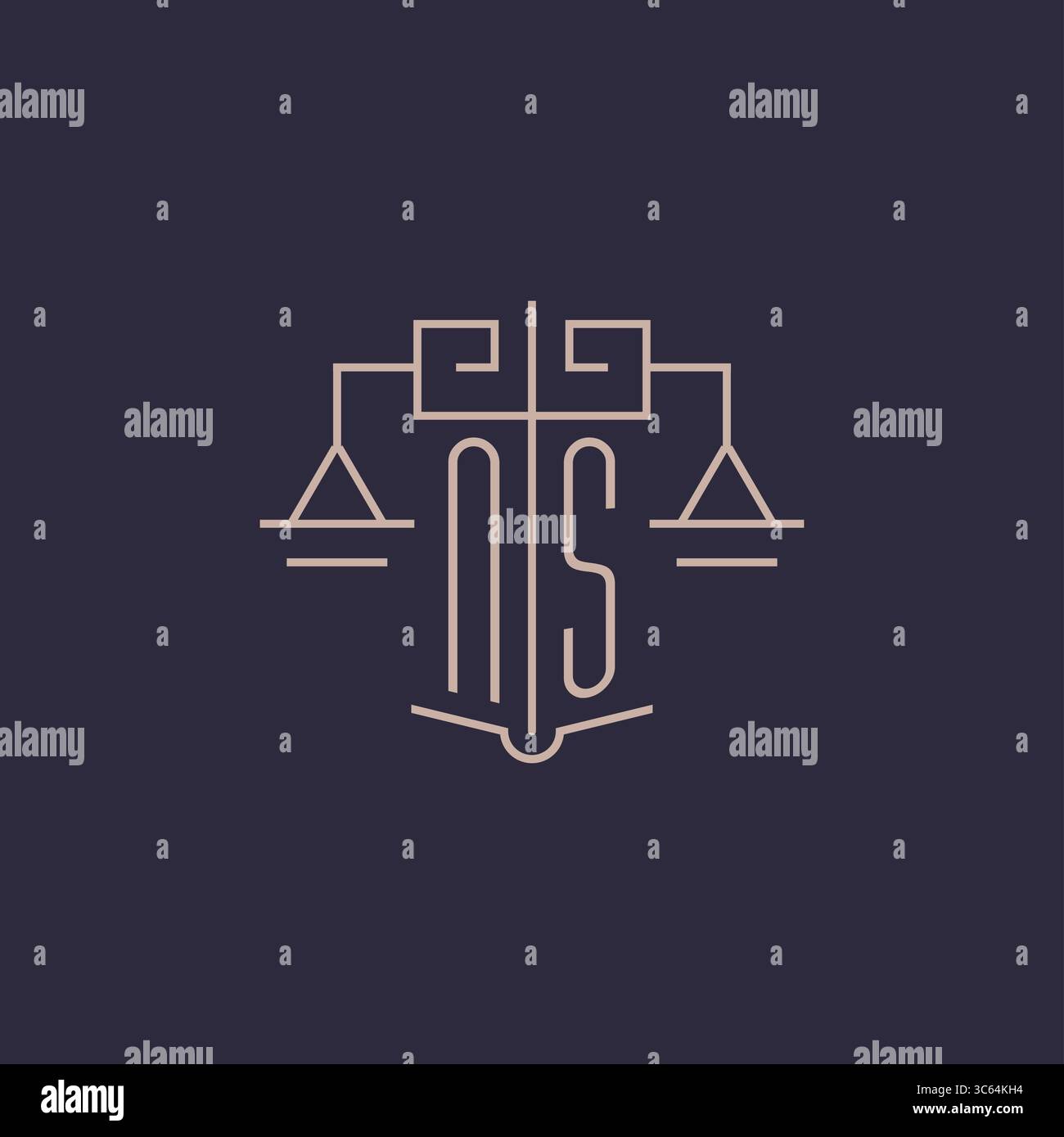 Initial Letter NS-Logo mit Skala der Gerechtigkeit luxuriöse geometrische Design-Vektorgrafik Stock Vektor