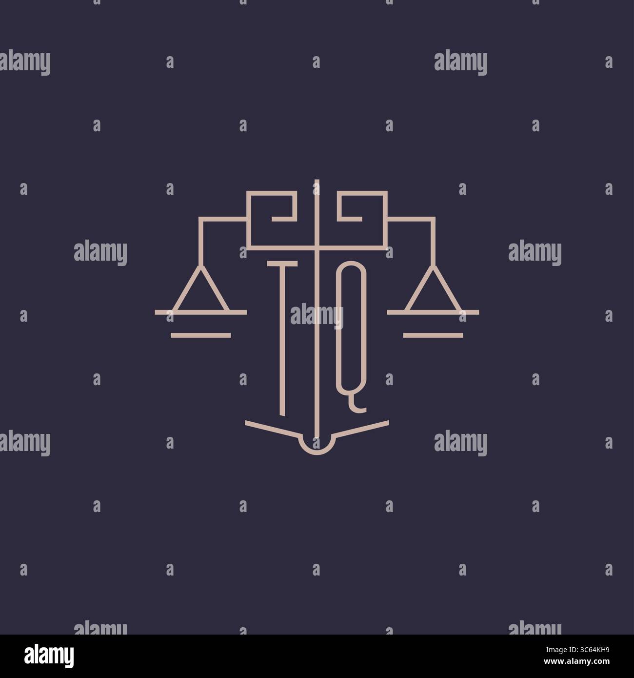 Initial Letter TQ Logo mit Skala of Justice luxuriöser geometrischer Design-Vektorgrafik Stock Vektor
