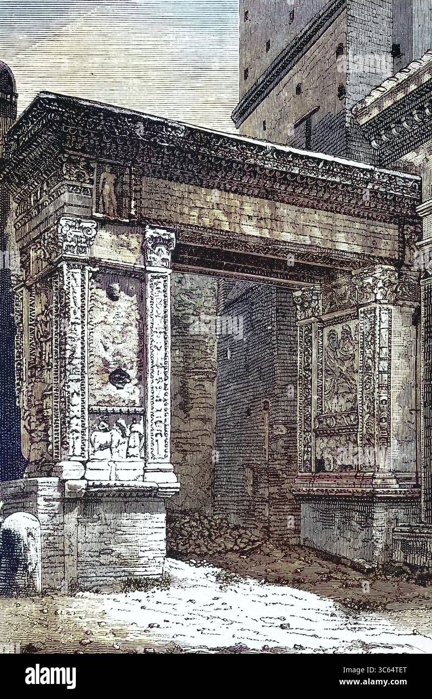 Triumphbogen des Septimius Severus, Rom, Italien, digital restaurierte Reproduktion eines antiken Modells, historisch, genaues Datum unbekannt Stockfoto