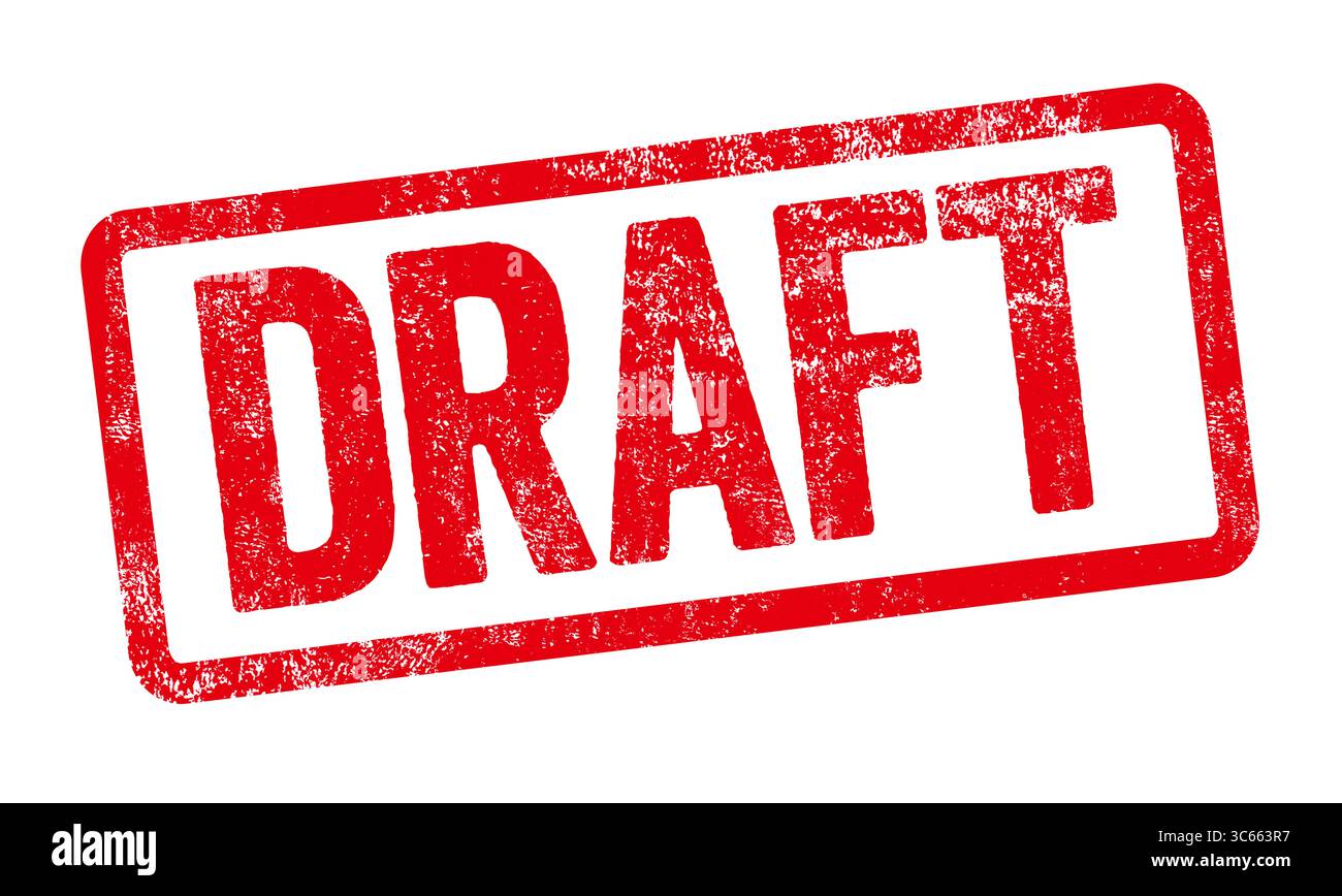 Roter Stempel auf weißem Hintergrund - Entwurf Stockfoto