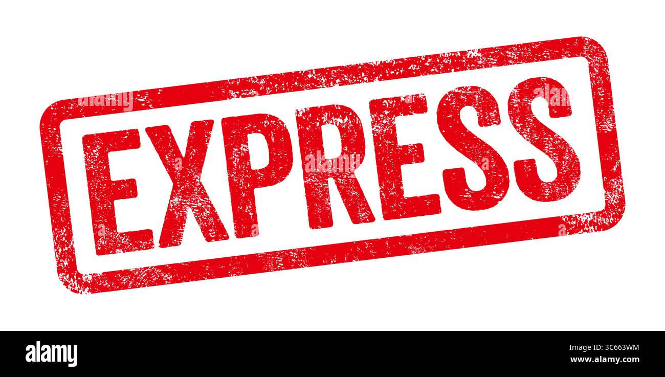 Roter Stempel auf weißem Hintergrund - Express Stockfoto