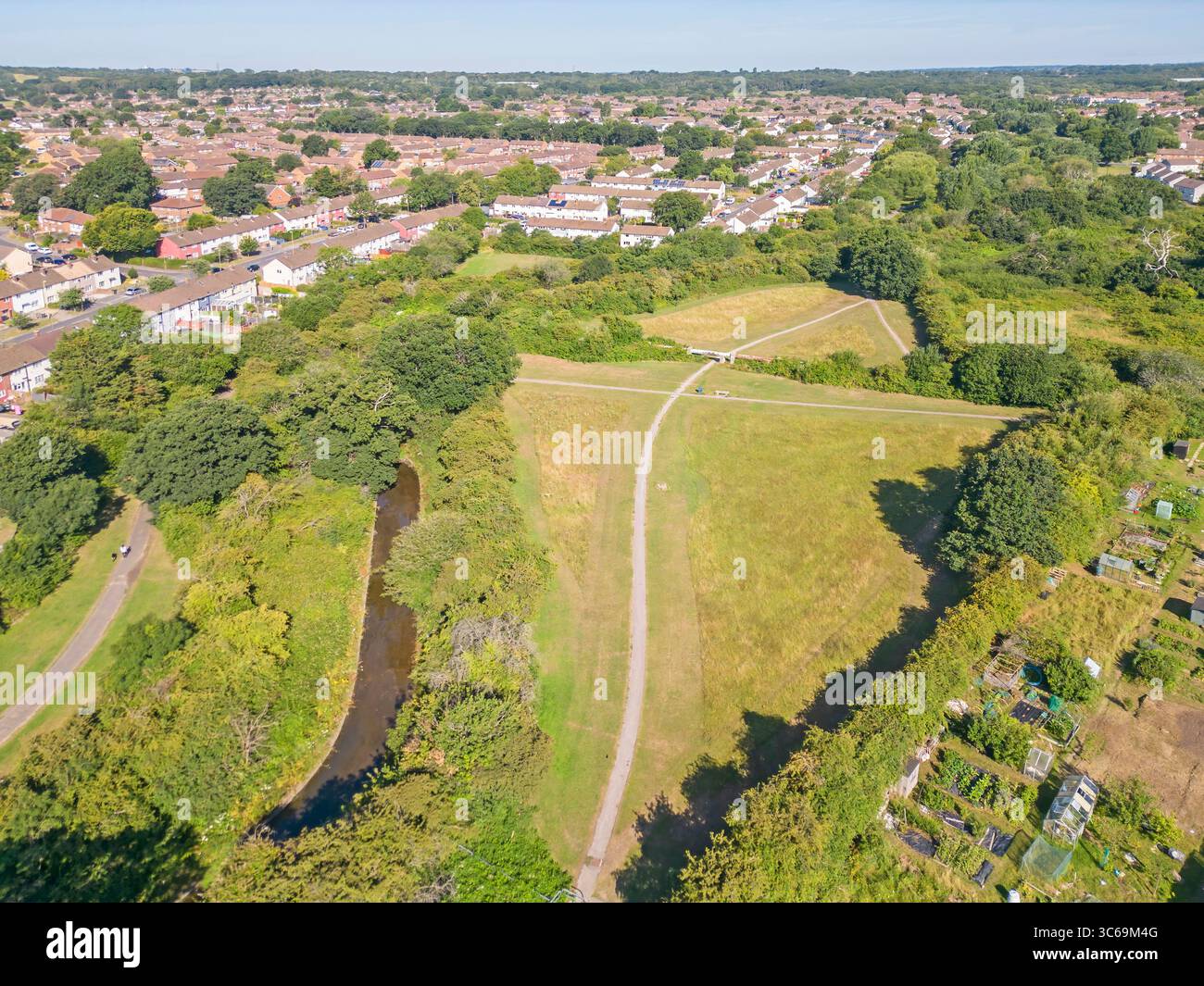 Aus der Vogelperspektive des leigh Parks in Havant Hampshire Stockfoto