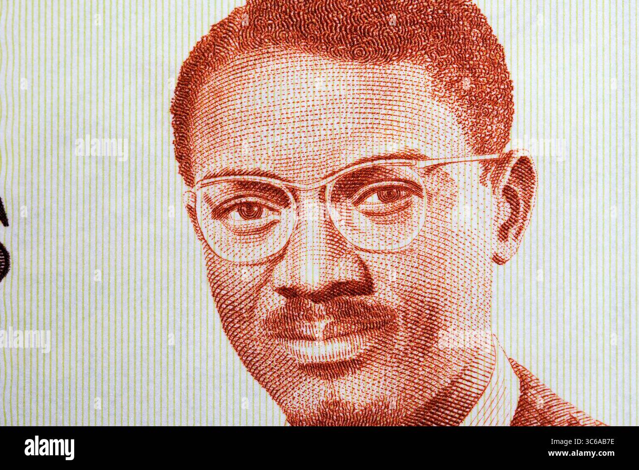 Patrice Lumumba ein Nahaufnahme-Porträt von Guinean Bissau Money - Sylis Stockfoto