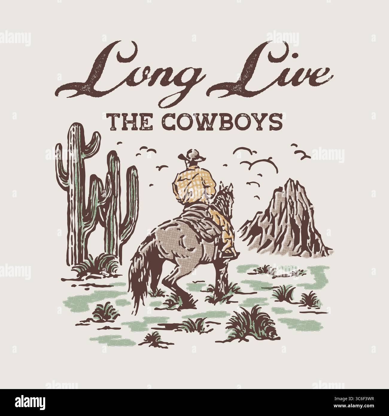 Long Lebe Die Cowboys-Wüstenszene Stock Vektor