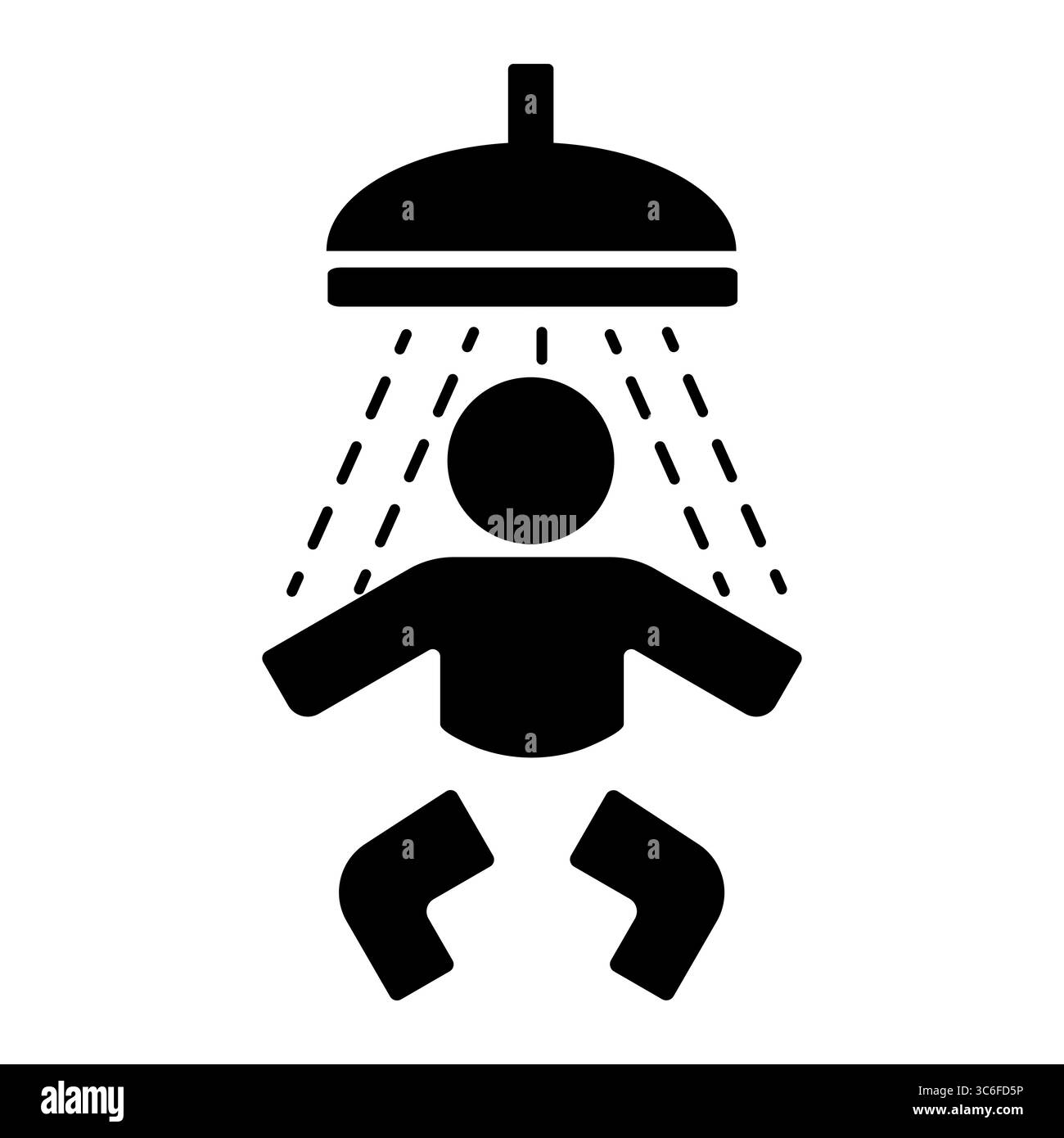 Schwarze Silhouette einer Person, die mit Wasserbächen duscht Stock Vektor