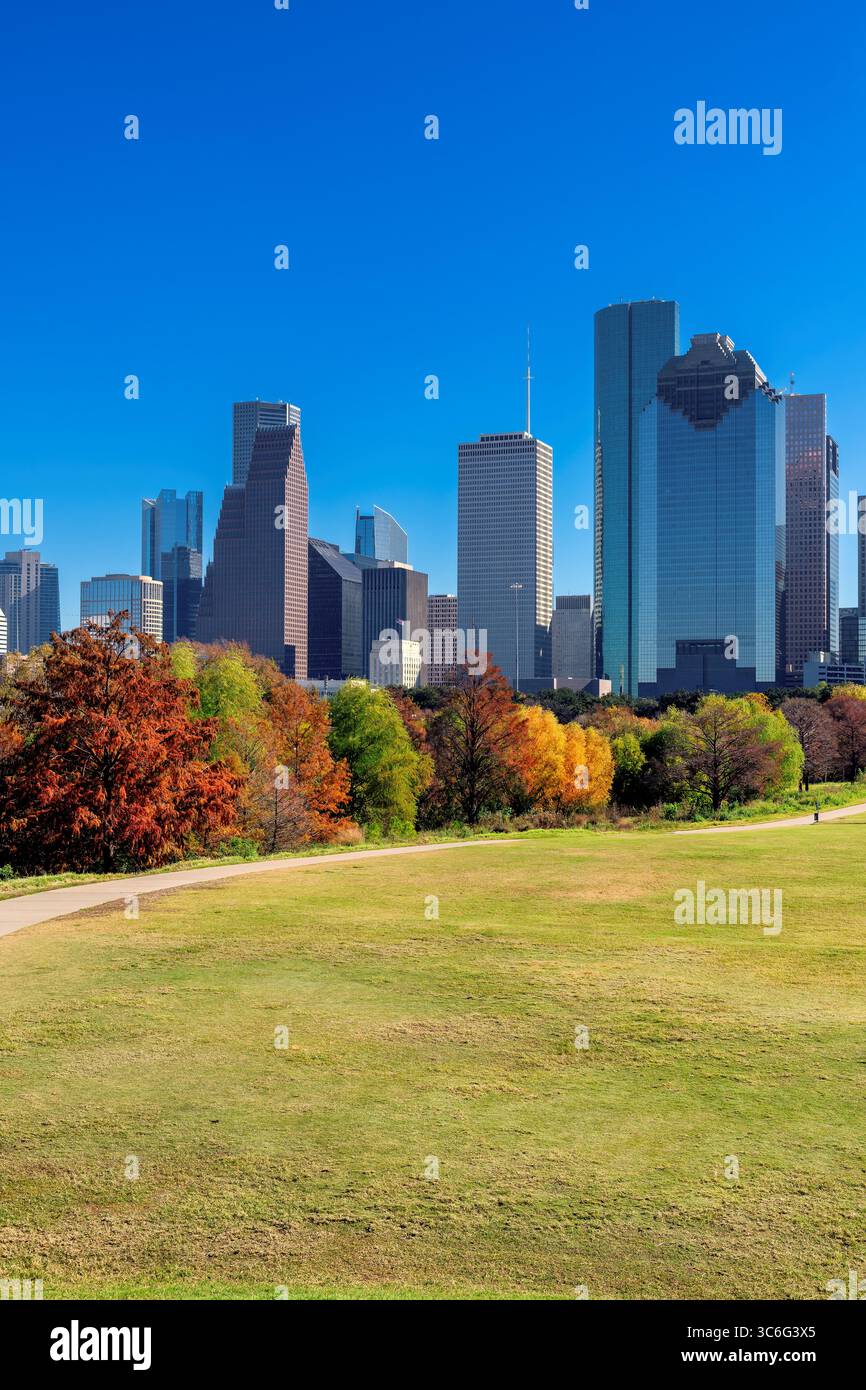 Houston Downtown am sonnigen Herbsttag in Houston, Texas, USA Stockfoto