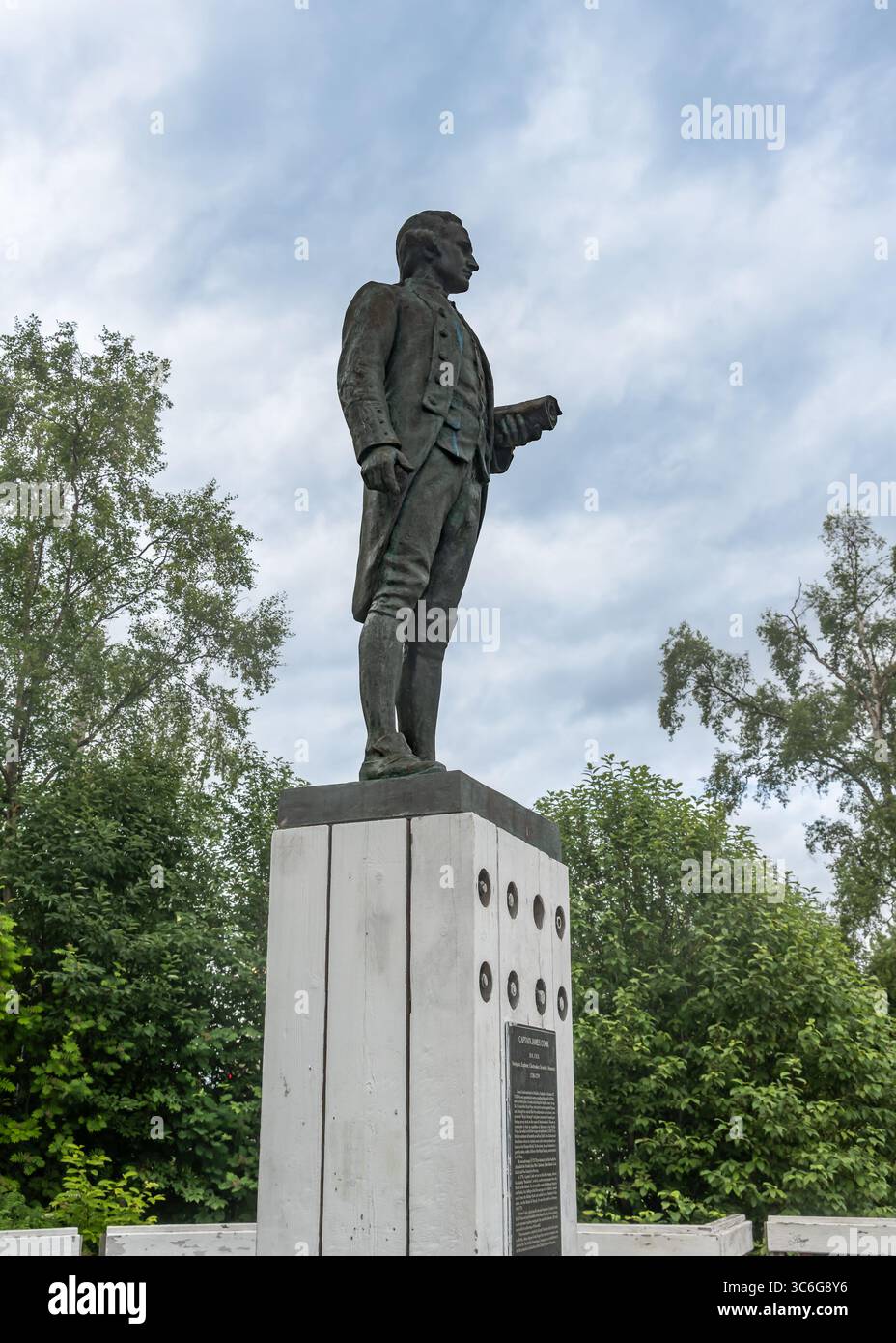 Captain Cook Monument, Anchorage, Alaska. Stockfoto