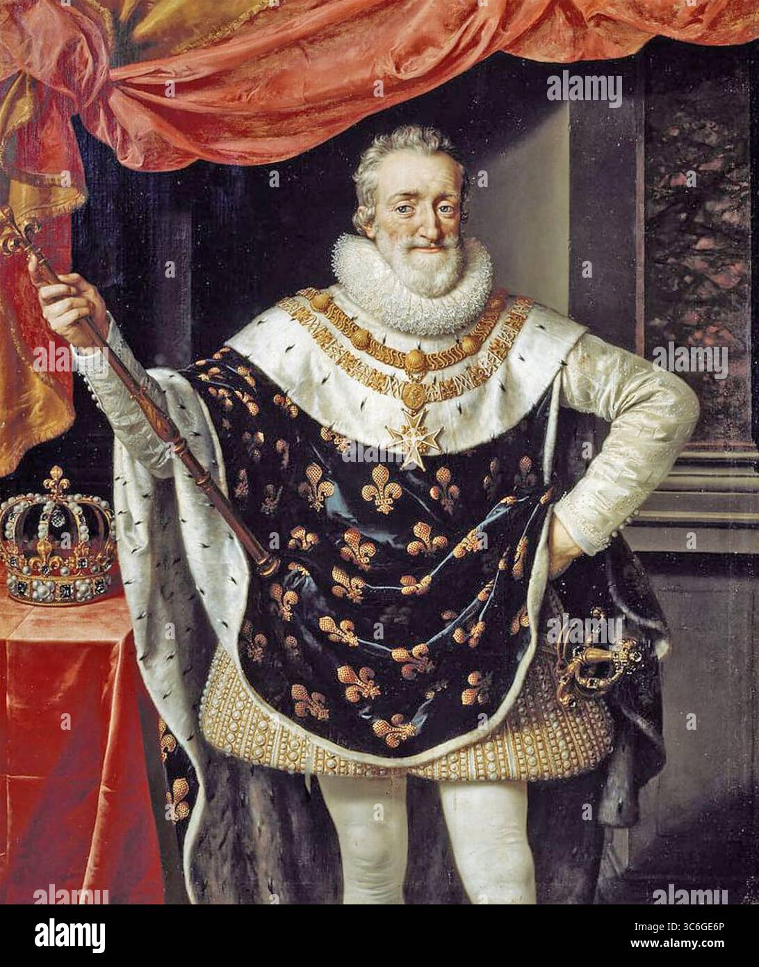 HEINRICH IV. Von FRANKREICH (1553–1610) in seinen Krönungsgewändern des flämischen Künstlers Frans Pourbus dem Jüngeren Stockfoto