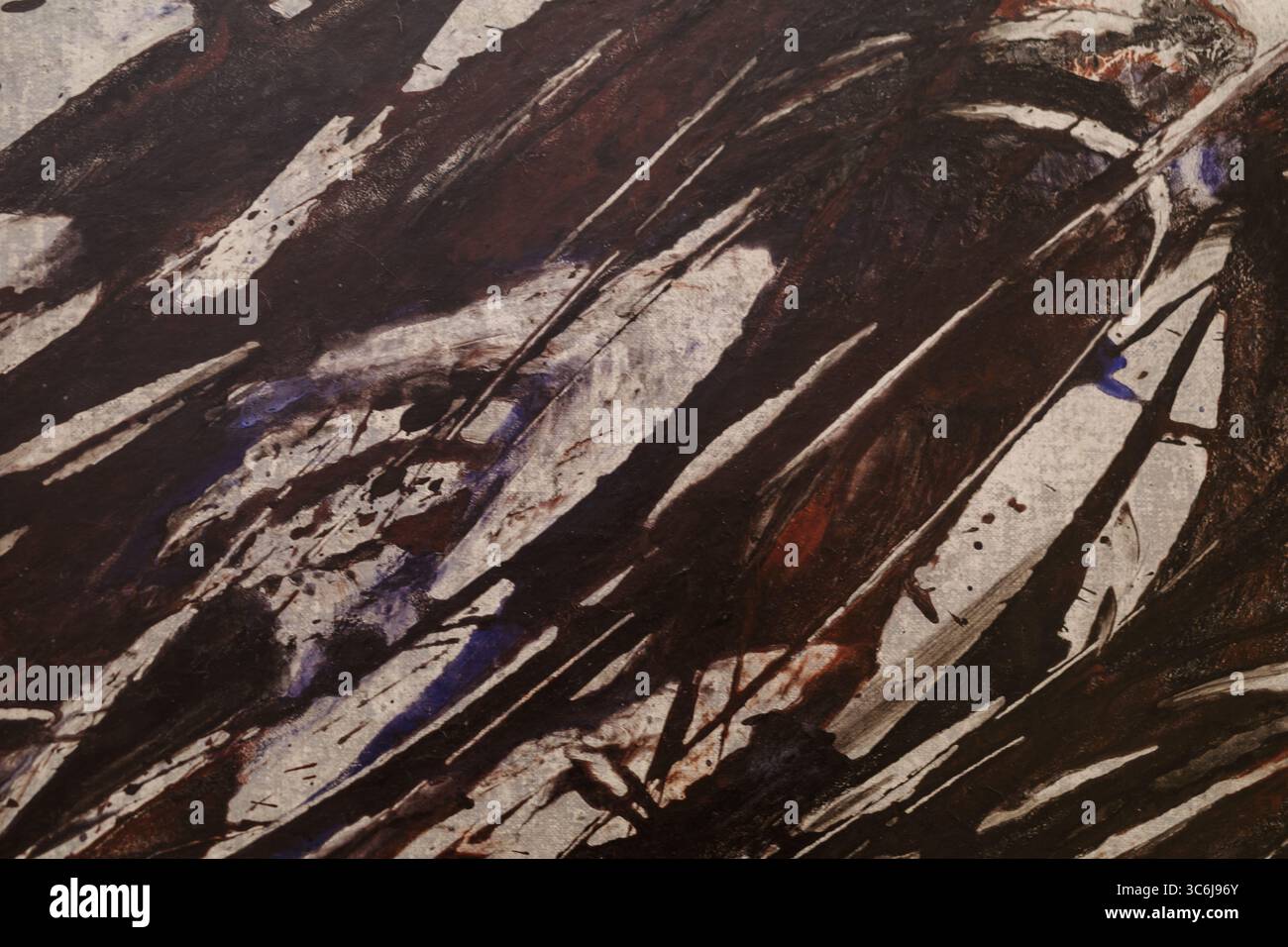 Eine Nahaufnahme eines modernen abstrakten expressionistischen Gemäldes, geeignet für eine Textur oder einen Hintergrund. Stockfoto